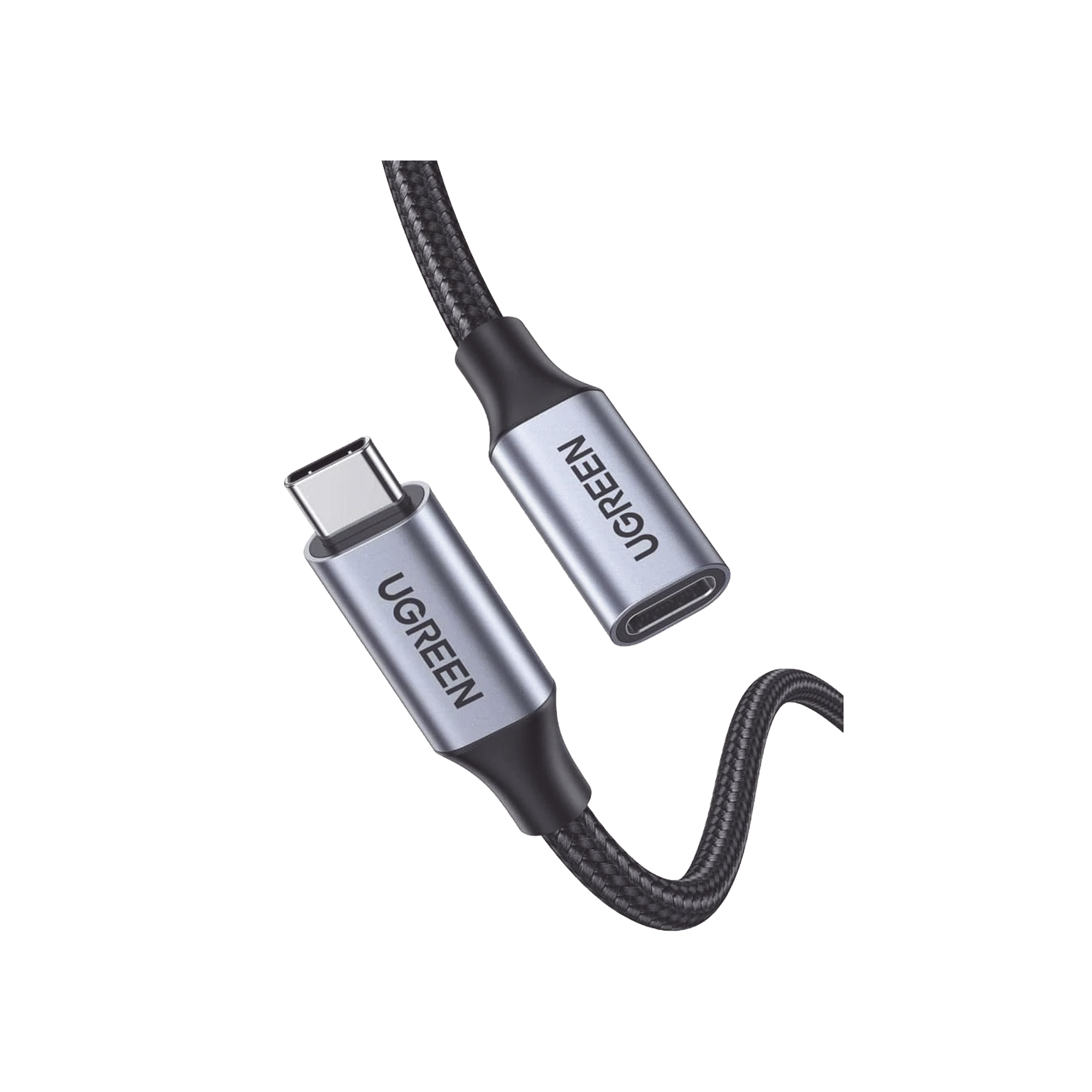 Cable USB-C Macho a USB-C Hembra | 1metro | USB-C 3.1 Gen 2 | Compatible con Thunderbolt 3 | Carcasa de Aluminio | Nylon Trenzado | Transferencia de Datos 10 Gbps | Soporta hasta 100W para Carga Rápida.
