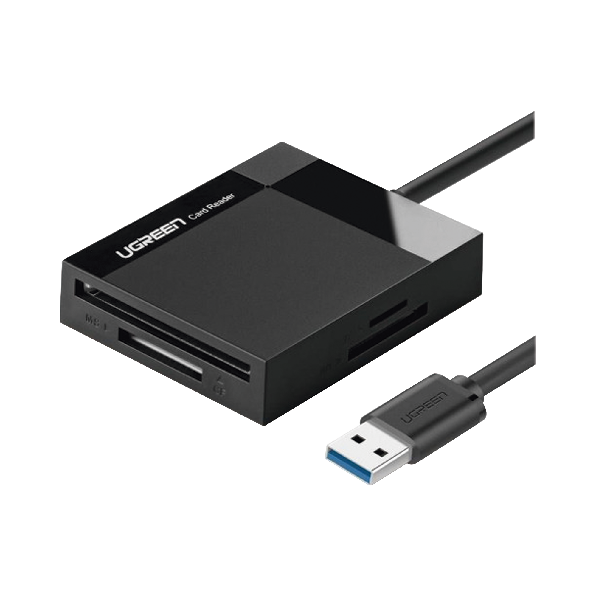 Lector de Tarjetas USB-A 3.0 a CompactFlash (CF)/ MemoryStick (MS)/ TransFlash (TF)/ SecureDigital (SD) | 4 en 1 | 5Gbps | Hasta 2TB | Soporta Windows/Mac OS/Linux/Android | Lectura de tarjetas simultánea | Cable de 15cm.