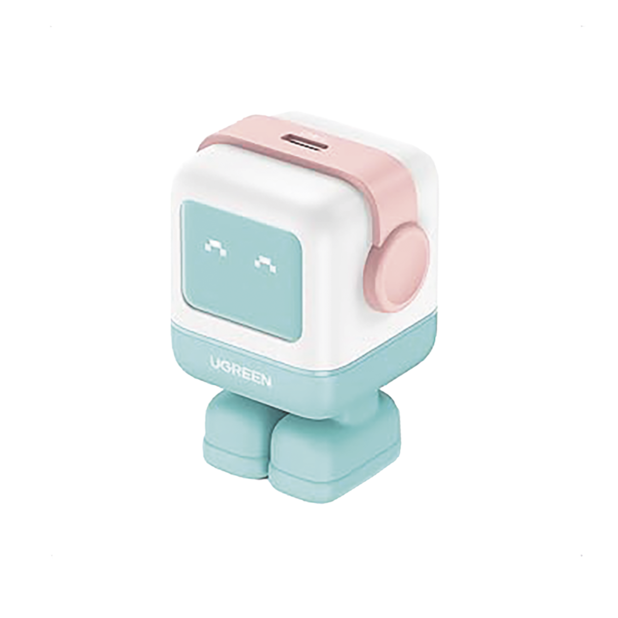 Cargador Mini GaNRobot 30W serie UNO | 1 USB-C de Carga Rápida | Tecnología GaN II | Multiprotocolo PD/QC/SCP/FCA | Carga Inteligente | Pantalla LED | Zapato Magnético Extraíble | Thermal Guard | Color Pink-Blue