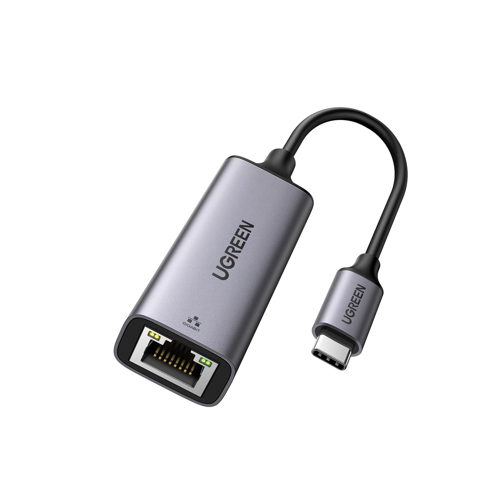Adaptador de Red USB-C 3.1 (5 Gbps) a RJ45 | Thunderbolt 3 | Admite 10/100/1000 Mbps | Chip Inteligente | Amplia Compatibilidad | Caja de Aluminio | Longitud del cable 10 cm.