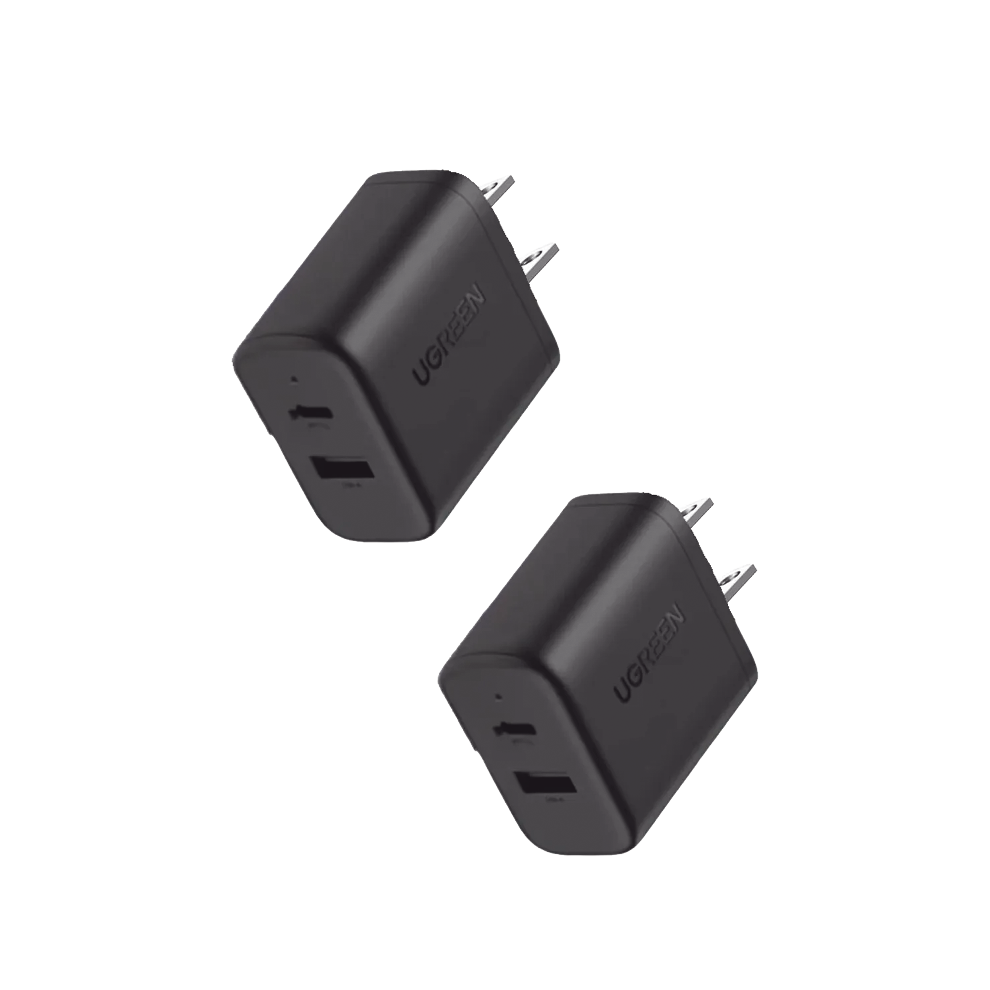 Cargador rápido de 20 W y 2 puertos, paquete de 2, negro, EE. UU.