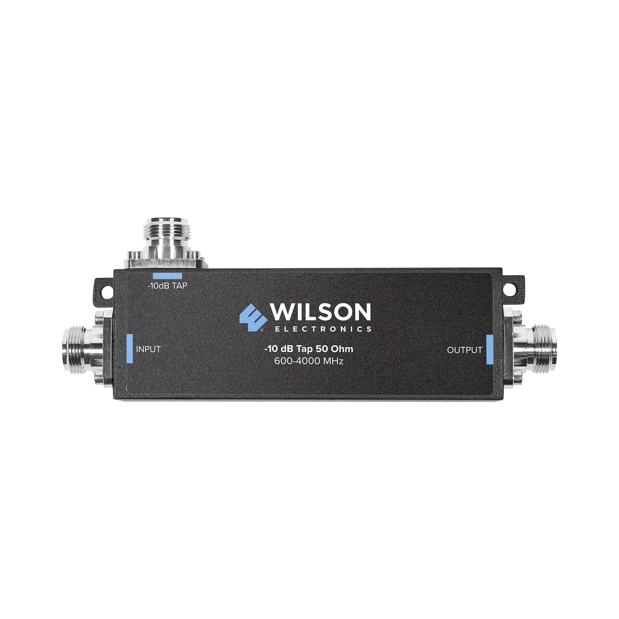 Separador TAP -10 dB con rango de frecuencia de 575 a 6000 MHz. Ideal para separar la antenas a diferentes longitudes de cable coaxial. 50 Ohm con conectores N Hembra.