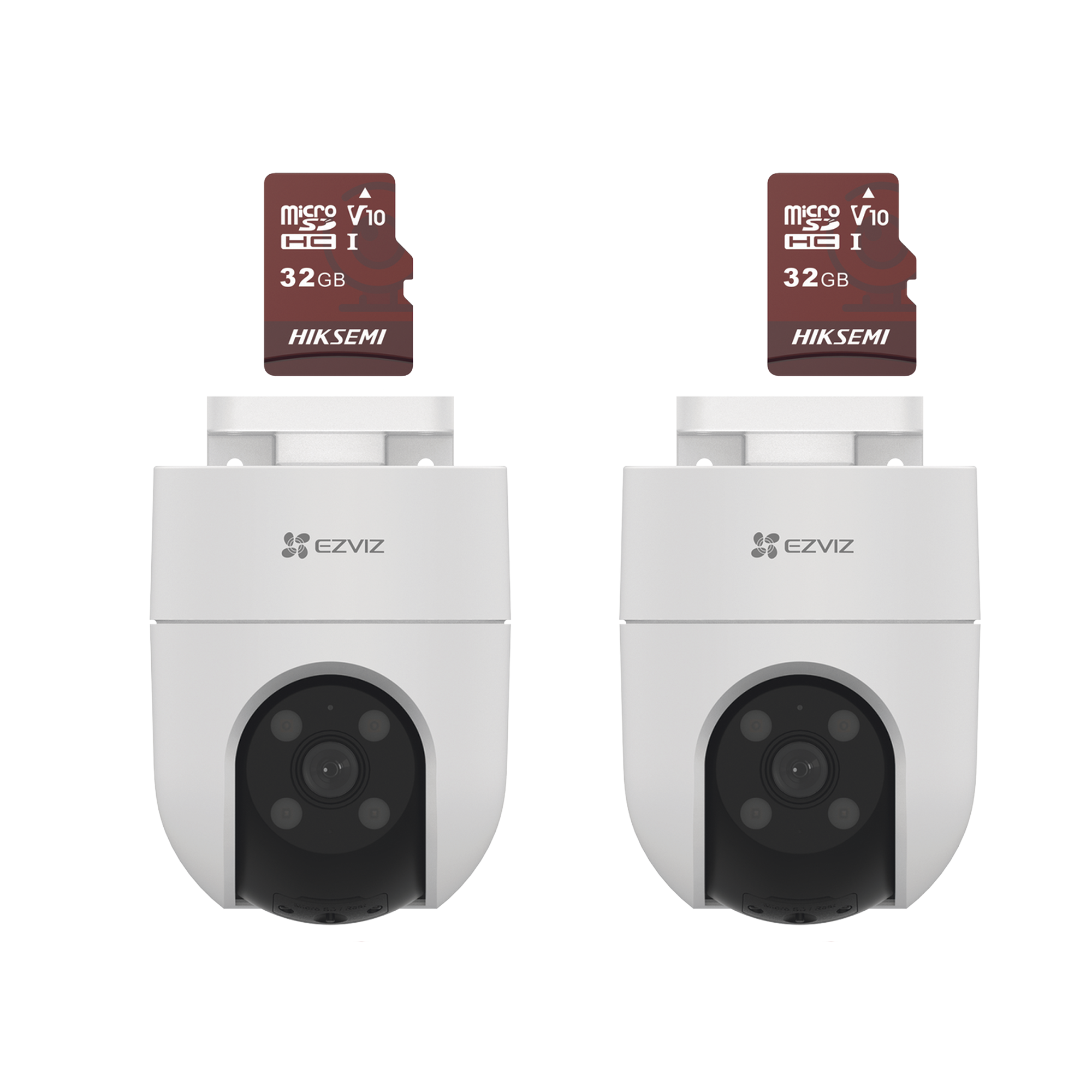 Kit de Camaras WiFi, Incluye 2 Piezas CS-H8C y 2 Piezas HS-TF-E1/32G / Audio de Dos Vías / Detección de Movimiento / Luz Estroboscópica / Sirena / Uso en Exterior con Protección