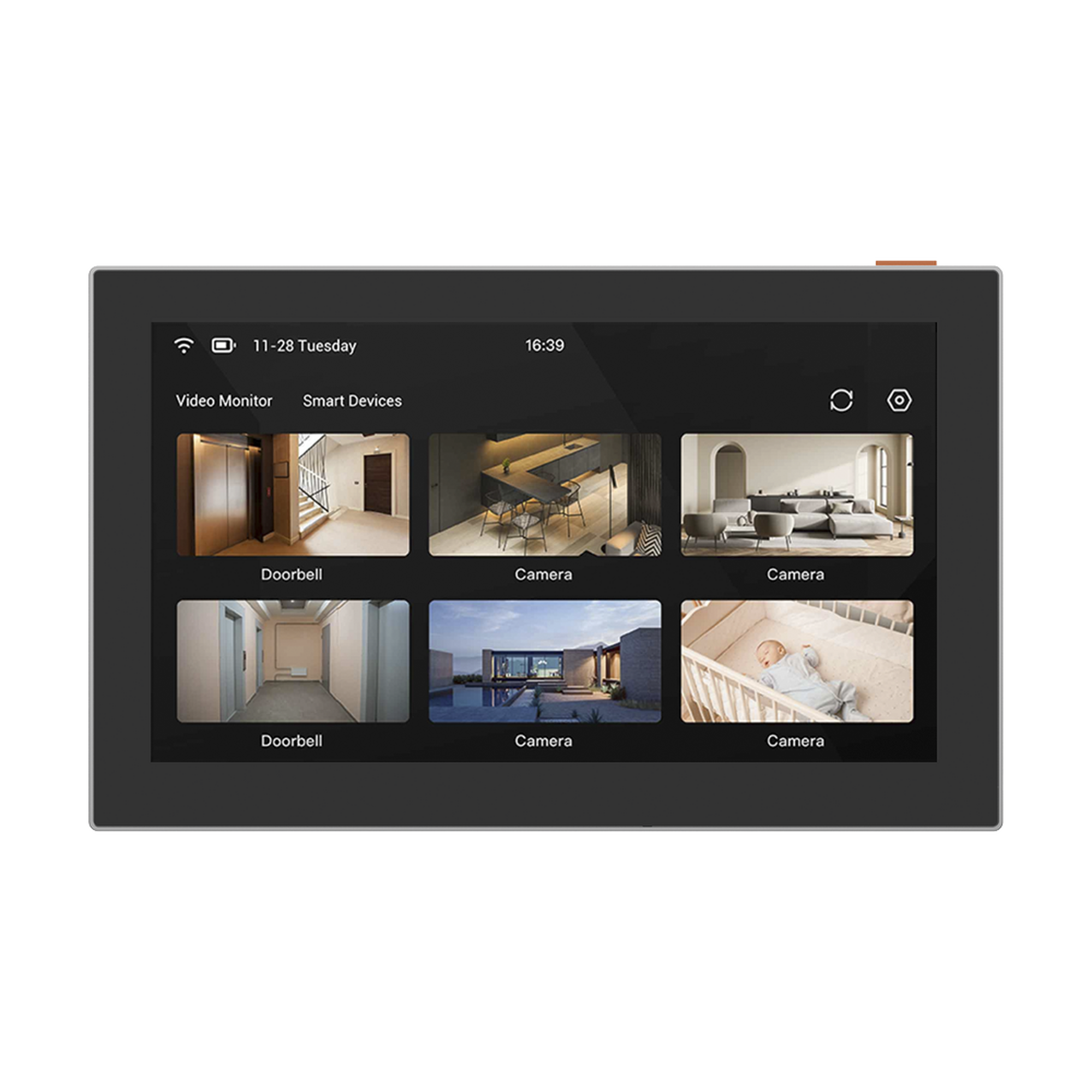 Pantalla Inalámbrica / Con Batería Recargable 4600mAh / Wi-Fi / Ideal Para Escritorio o Pared / Vista en Vivo de Cámaras EZVIZ / Compatible con Videoportero CS-HP7 para ver Cámara y Apertura Remota / Audio de Dos Vías