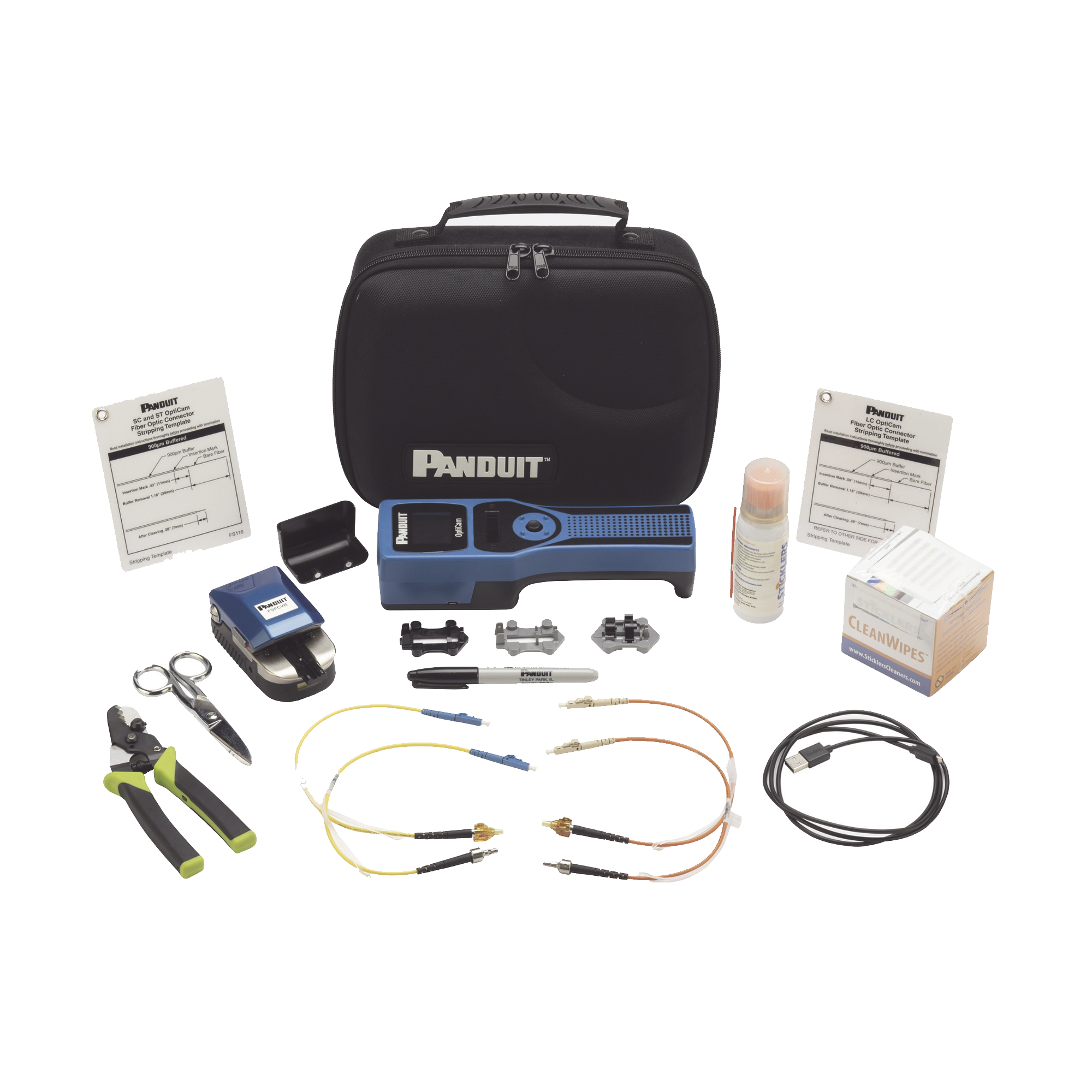 Kit Completo de Herramienta OCTT Opticam 2 de Panduit, para Terminación de Conectores Pre-Pulidos LC, SC o ST, Incluye Desforradora y Cleaver