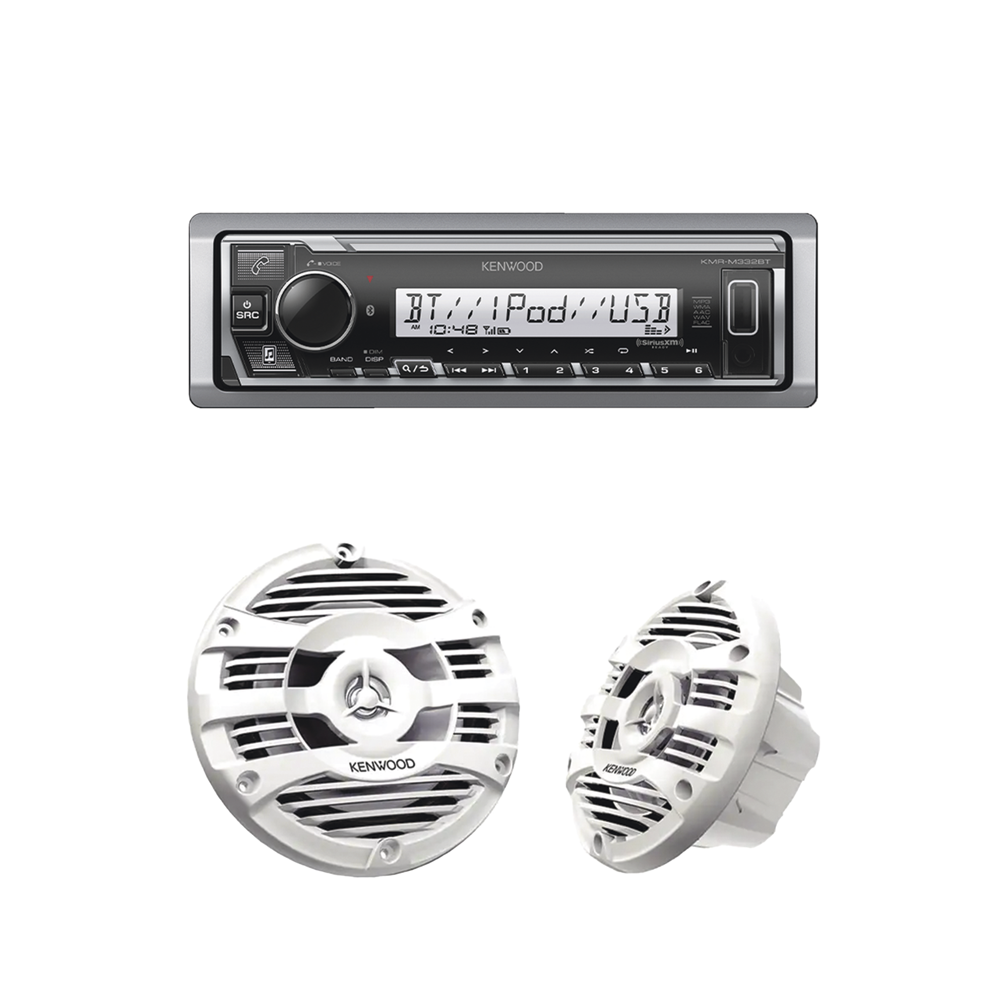 Kit de estéreo con Bluetooth KMR-M332BT | más Par de bocinas KFC-1653MRW