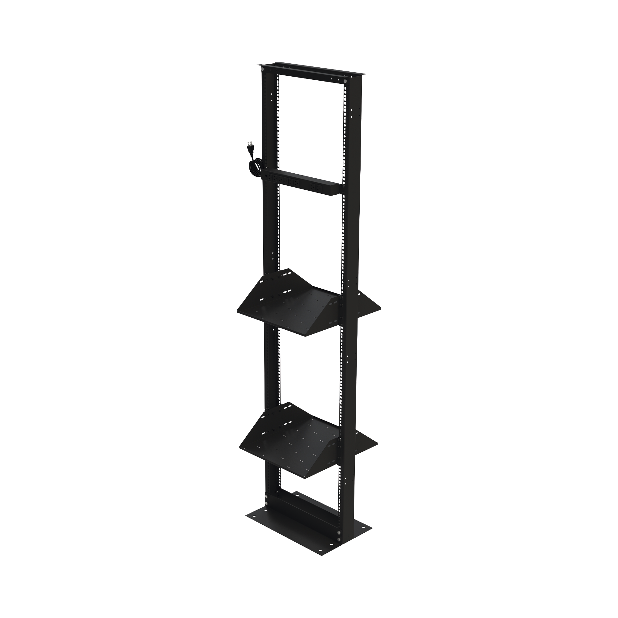 Kit de Rack Estándar 19", 45 UR con 2 Charolas y PDU (8 tomas). Ideal para UPS y Servidores tipo Torre.