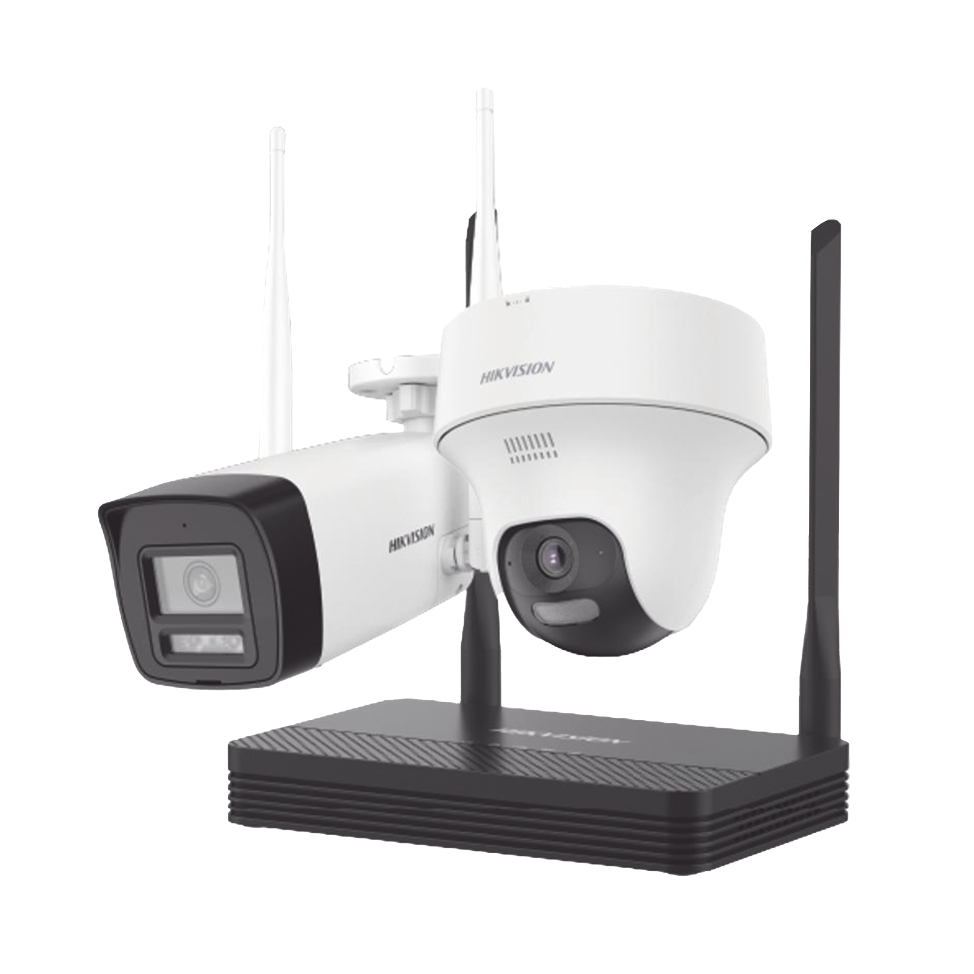 Kit IP Inalámbrico 4 Megapixel / NVS 4 Canales / 1 Cámara Bala Exterior + 1 Cámara Turret Interior con Lente 2.8 mm y Dual Light / Audio Bidireccional (Micrófono y Bocina) / Soporta Micro SD de 512 GB