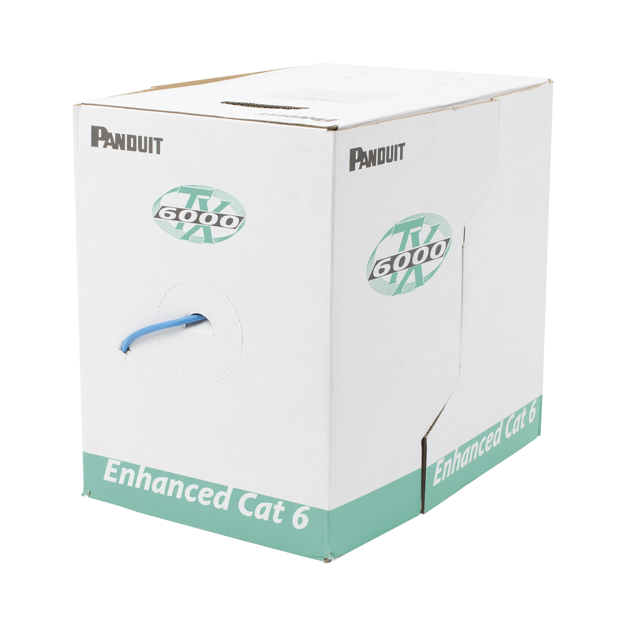 Bobina de Cable UTP 305 m. de Cobre, TX6000™ PanNet, Reelex, Azul, Categoría 6 Mejorado (23 AWG), LSZH (Bajo Humo, Cero Halógenos), de 4 pares