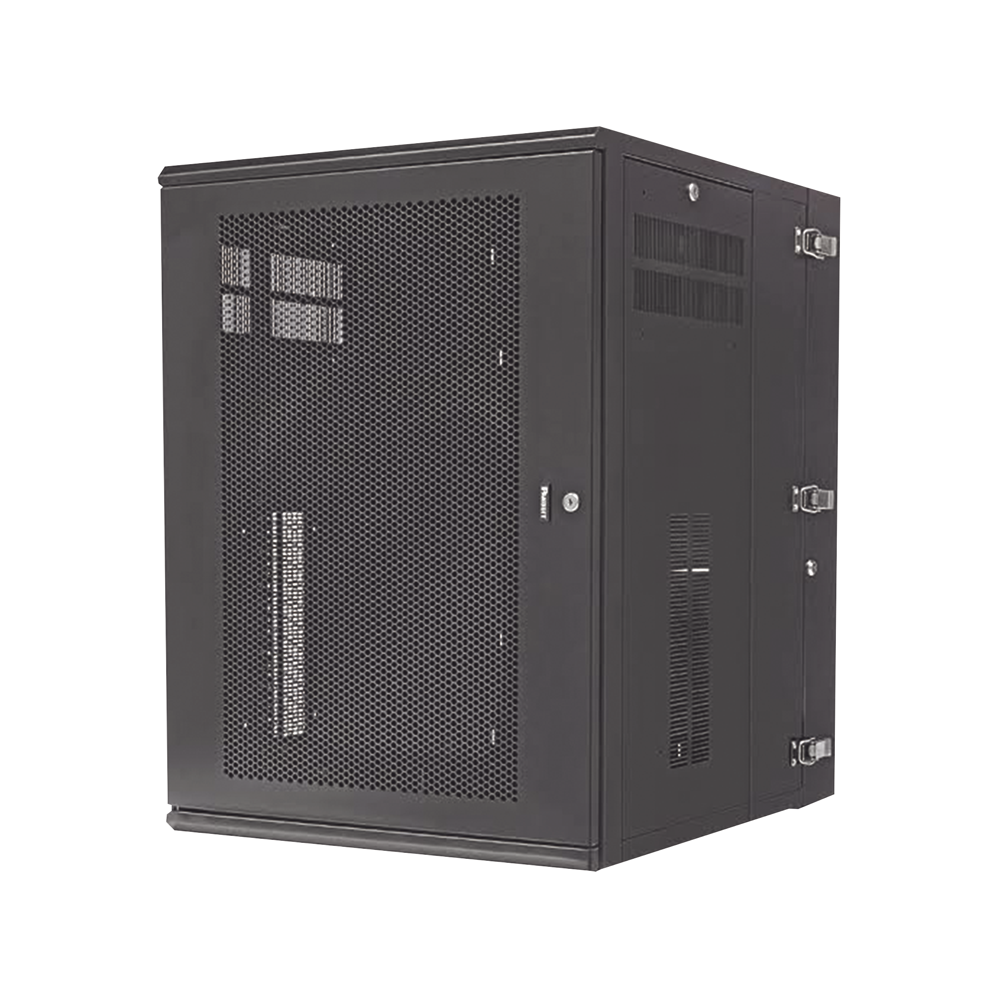 Gabinete PanZone de Montaje en Pared, de 19in, Puerta Ventilada, 18 UR, 762mm de Profundidad, Color Negro