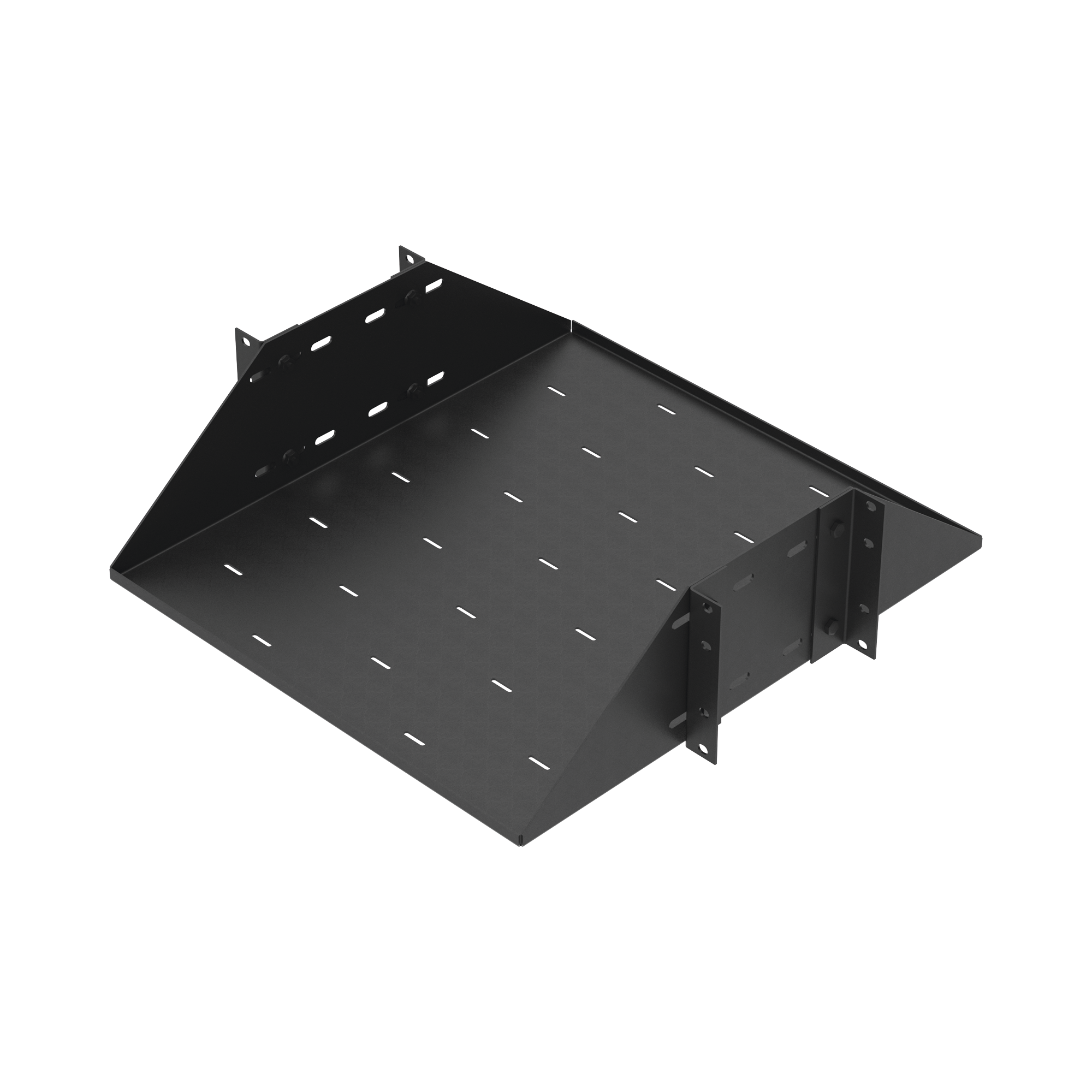 Charola para Soportar Equipos en Rack de 19", Profundidad Ajustable hasta 484 mm. 150 Kg de Carga, Compatible con Racks de Doble Perforación, 3U