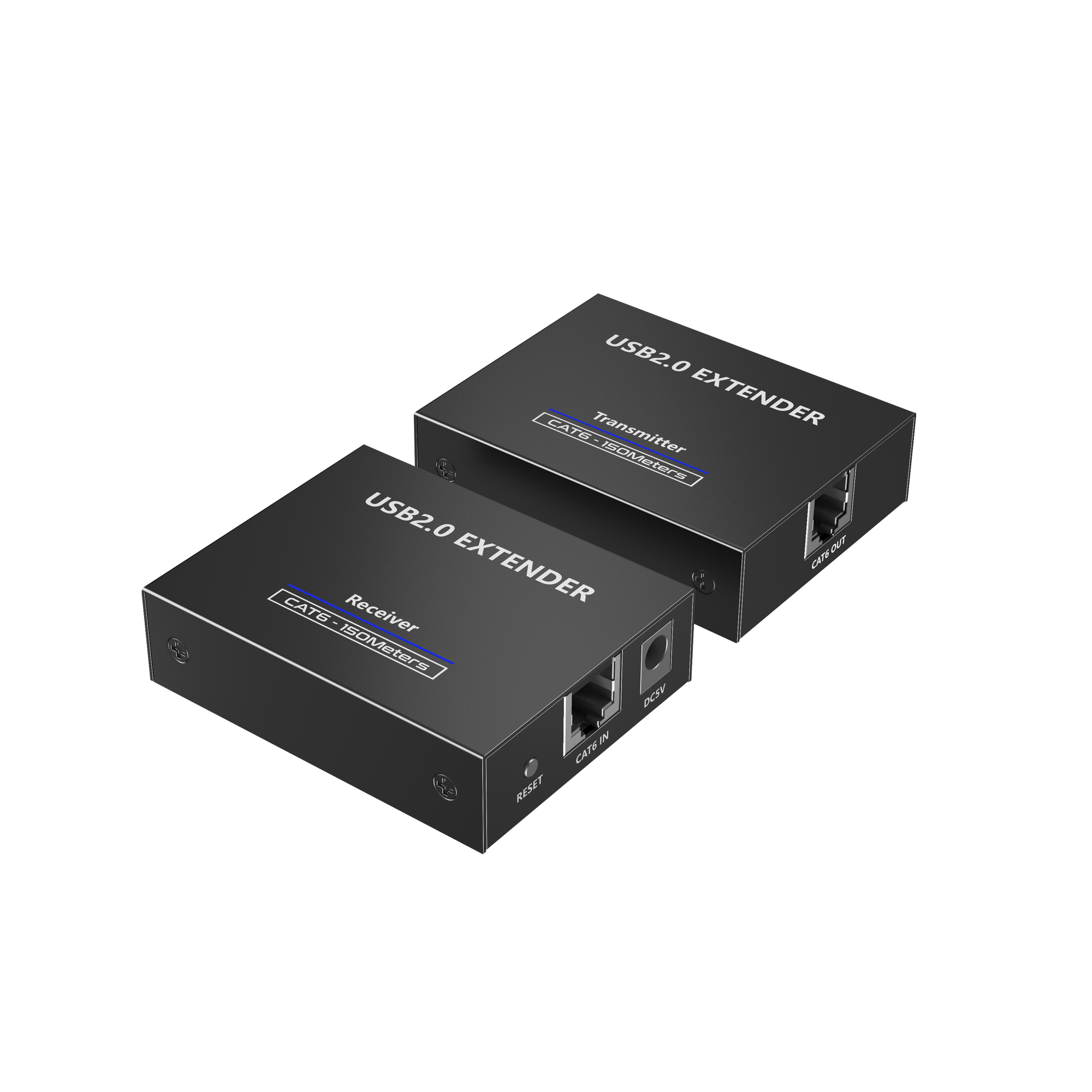 Kit EXTENSOR USB 2.0 de 4 Puertos para Distancias de Hasta 150 m / Soporta USB 2.0, USB 1.1 y USB 1.0 / UTP Cat 5e/6/6a/7 / Soporta Switch Gigabit / Ideal para Cámaras WEB, Impresoras, Escáner, Memorias, Mouse, etc.