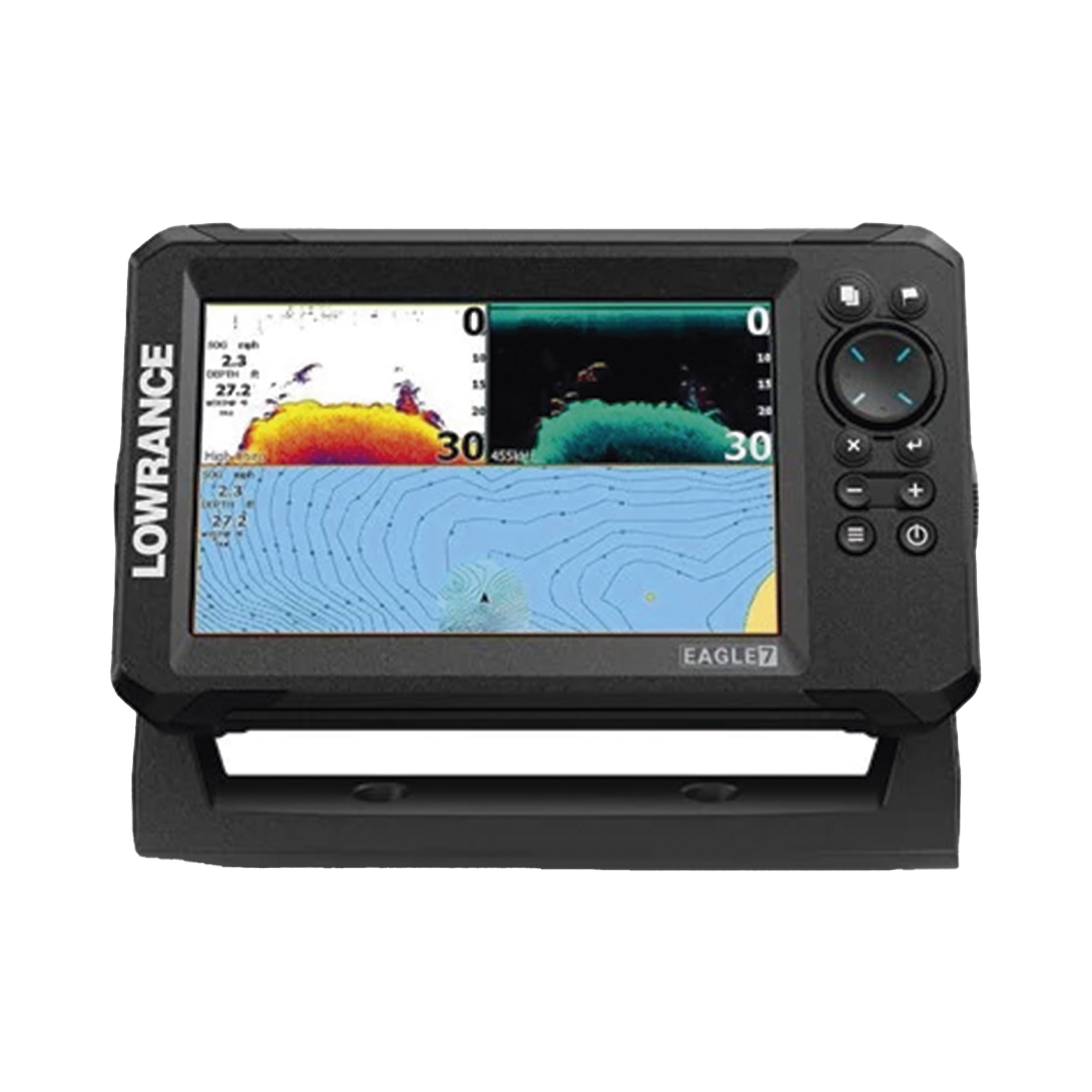 Eagle-7 ecosonda en pantalla horizontal IPS de 7 pulgadas, incluye transductor skimmer 50/200 kHz