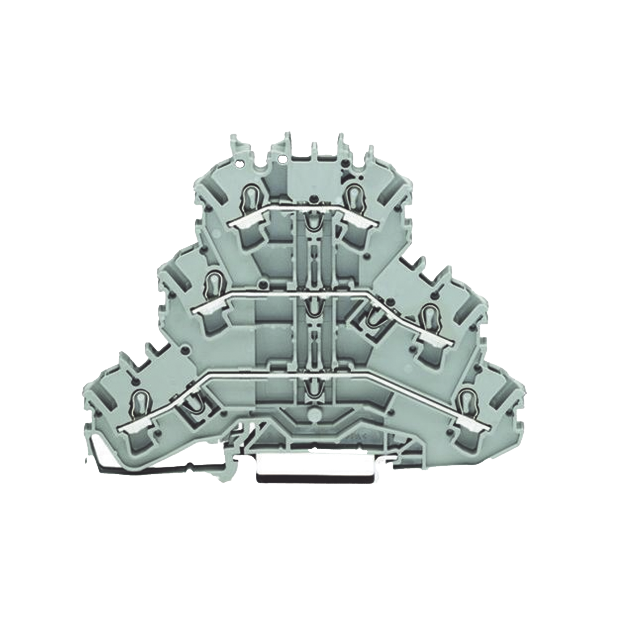 Borna de tres pisos; borna de paso/paso/paso; l/l/l; sin porta-etiquetas; apropiado para aplicaciones ex e ii; para carril din 3