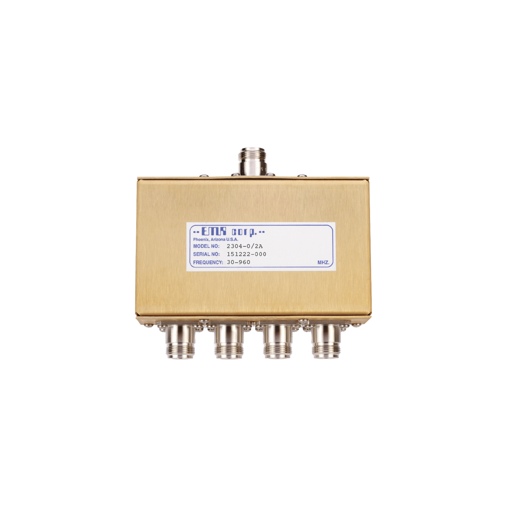 Divisor de Potencia EMR de 4 Vías, 30-960 MHz, 0.5 Watt, Conectores N Hembra.