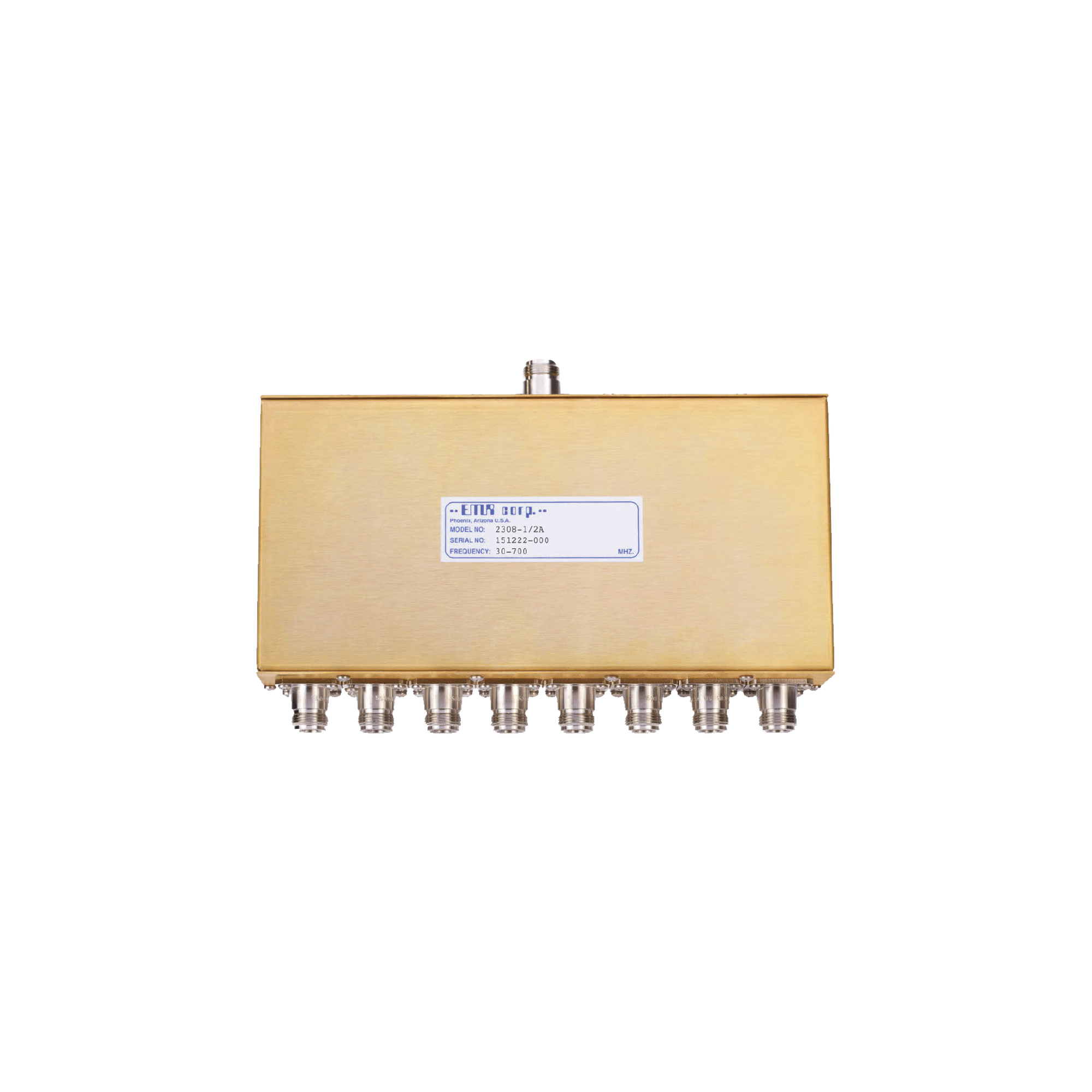Divisor de Potencia EMR de 8 Vías, 30-700 MHz, 0.5 Watt, Conectores N Hembra.