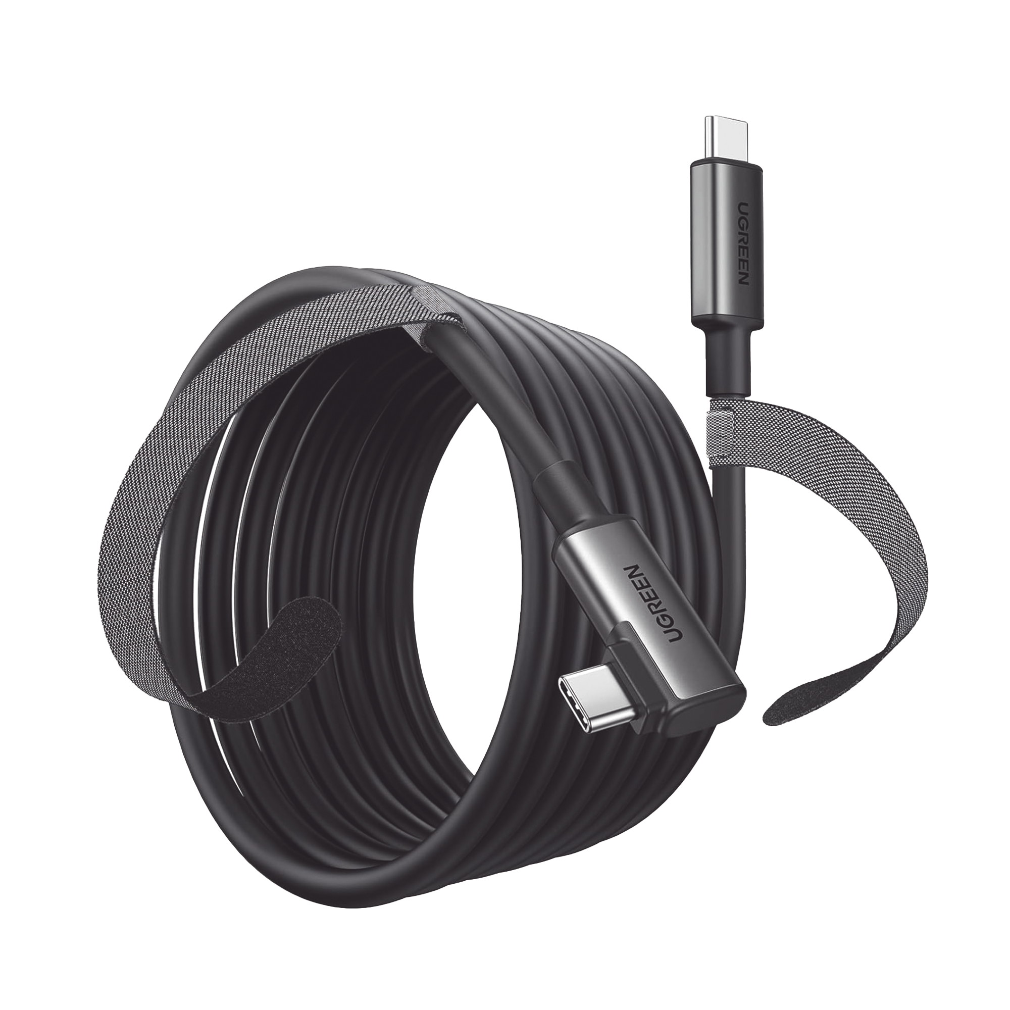 Cable USB-C a USB-C (Cable Link) | 5 metros (16 pies) |  Transferencia de Alta Velocidad | Carga Rápida | Un Extremo Angulado | Caja de Aluminio | Nylon Trenzado.