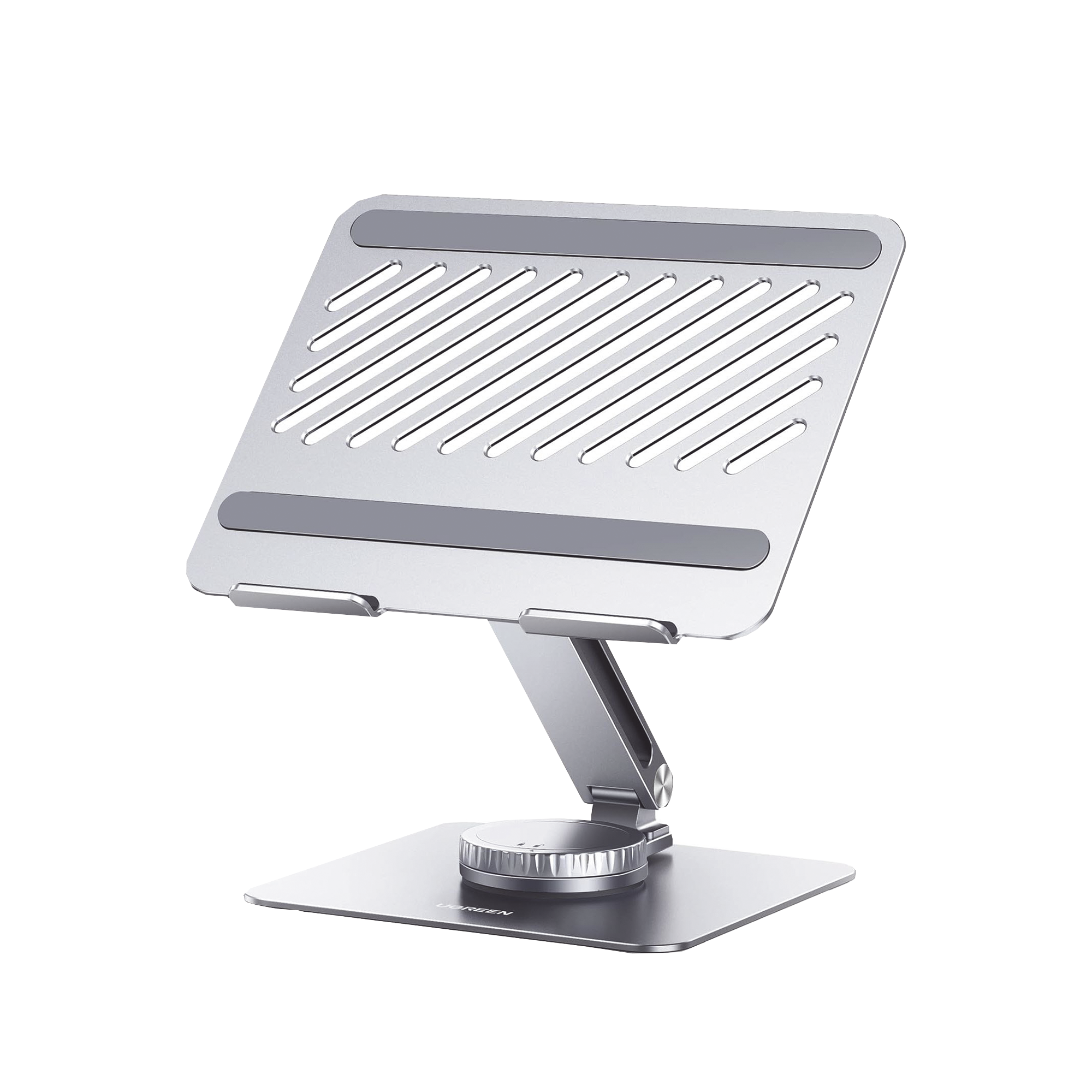 Soporte Giratorio de Aluminio para Laptop | Giratorio 360° | Función de Bloqueo | Soporta Laptops de 10 a 17.3''| Capacidad de Carga 5Kg | Excelente Estabilidad | Diseño Ergonómico | Altura y Angulo Ajustable | Plegable y Port&amp