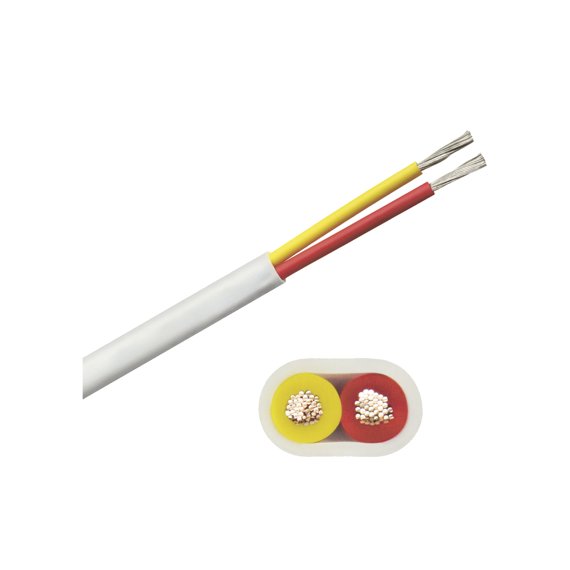 Rollo de cable plano grado marino calibre 14, de 2 conductores (rojo y amarillo) de 500 pies (152.4 m). de 2 conductores (rojo y amarillo)