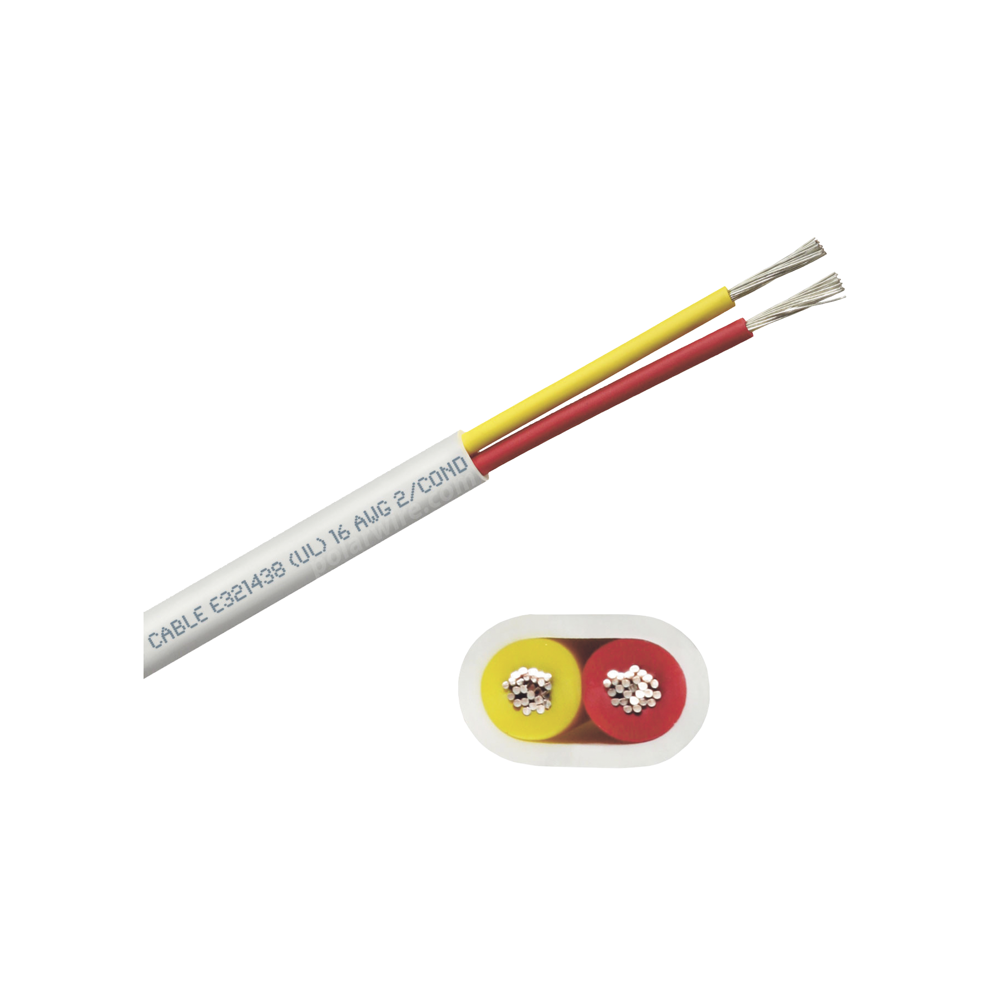 Rollo de cable plano grado marino calibre 16,  de 2 conductores (rojo y amarillo) de 250 pies (76.2 m).