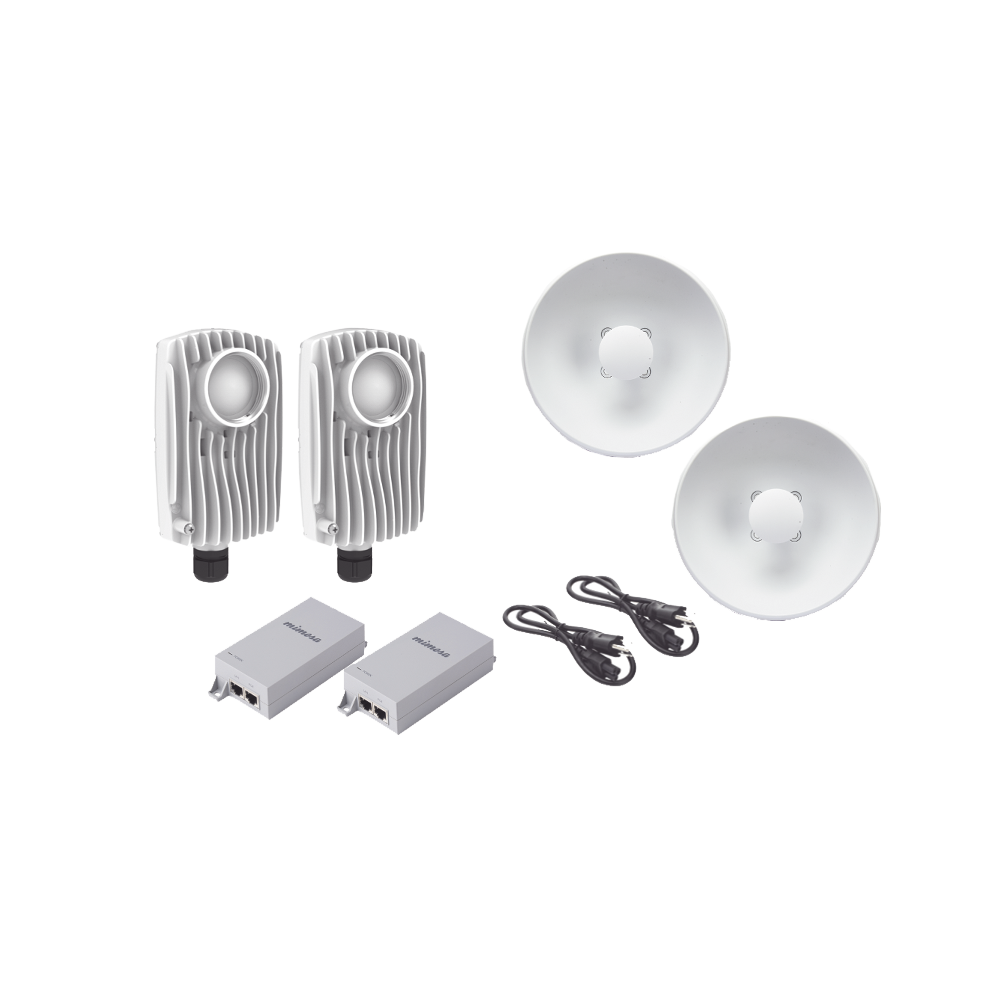 Kit de 2 radios C6X con 2 antenas de (25 dBi), rango de frecuencia extendida (5.1 a 6.4 GHz),  incluye inyector POE, cable de alimentación y 2 FLEXIMOUNT-XL para alineación, distancia de hasta 3 km