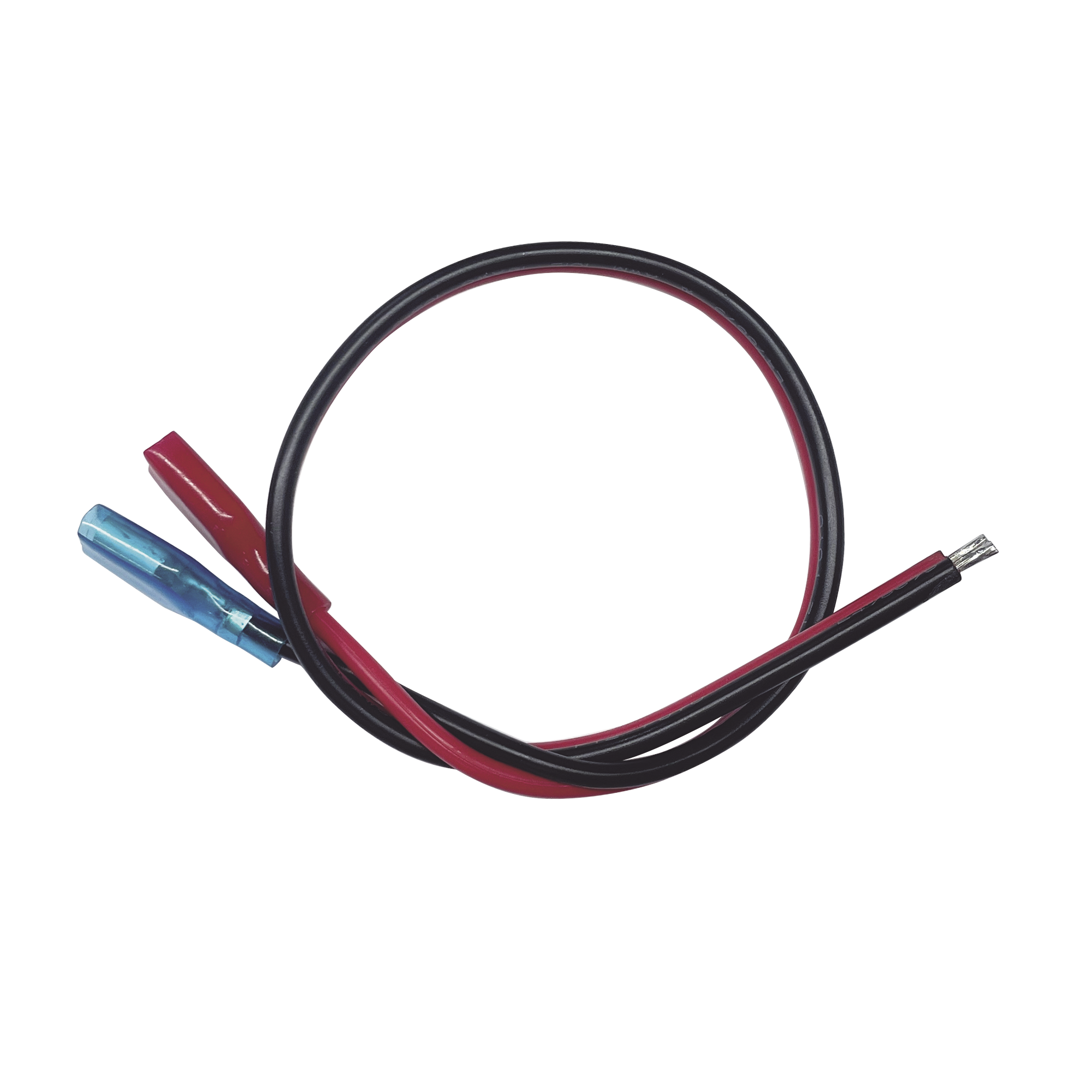 Cables en paquete dual / cable rojo y negro / 30 cm / terminal F1 en un extremo / puntas libres en el otro / Conexión a baterías de respaldo.