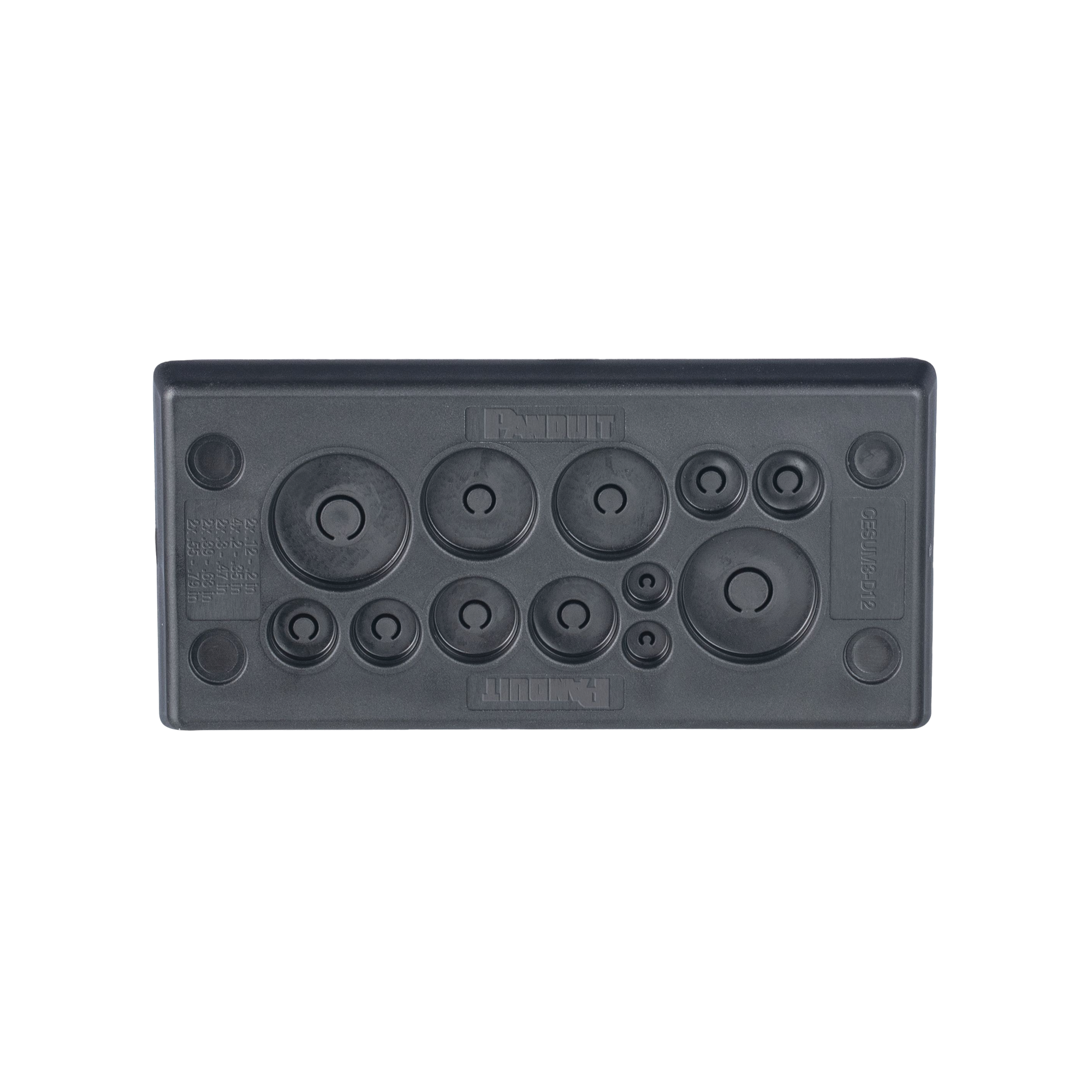 Pasacables Rectangular de Membrana, IP66, 3.39" x 1.42", 12 orificios, para Cables no Terminados. Color Negro