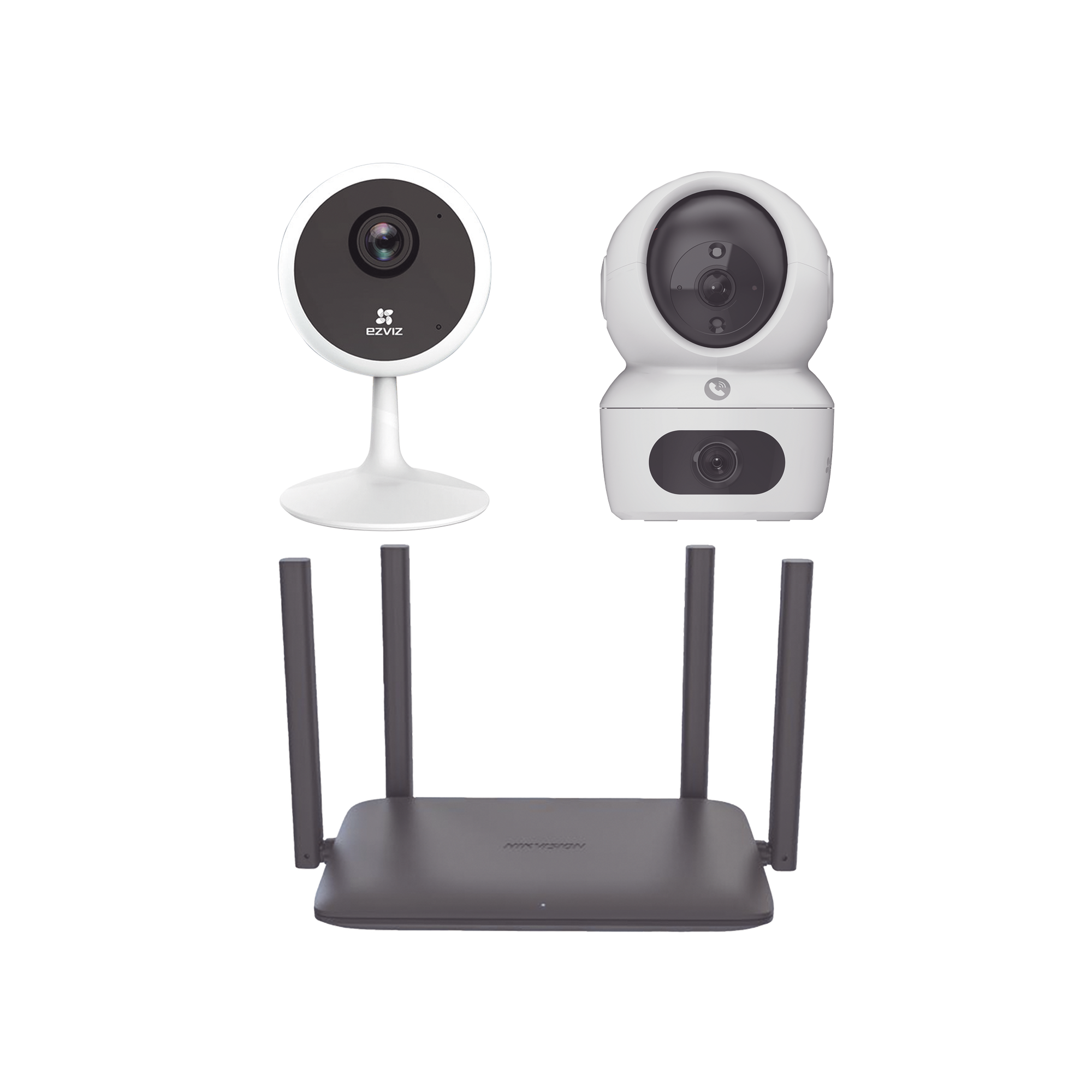 Kit de cámaras WiFi Para Uso en Interior / Incluye 1 pieza CS-H7C / 1 pieza CS-C1C / 1 Pieza de Router DS-3WR15X / Detección de Movimiento / Audio Bidireccional / 4 Puertos 1000 Mbps / Visión nocturna a color