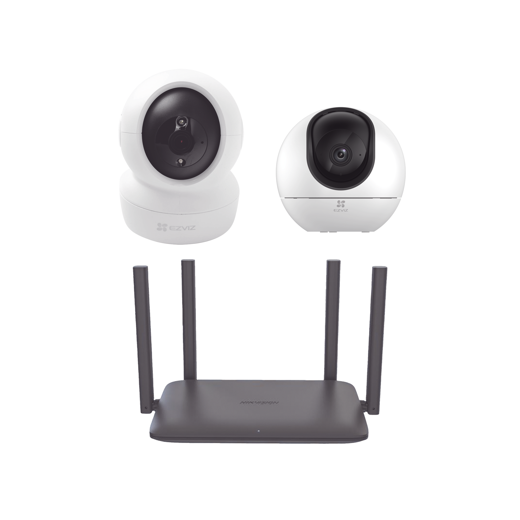 Kit de Camaras Wi-Fi Para Interior, Incluye 1 pieza CS-H6 / 1 Pieza C6N / 1 Pieza de Router DS-3WR15X / Seguimiento Inteligente / Ranura para Memoria / Audio de Dos Vías / Wifi 6 / 4 Puertos 1000 Mbps