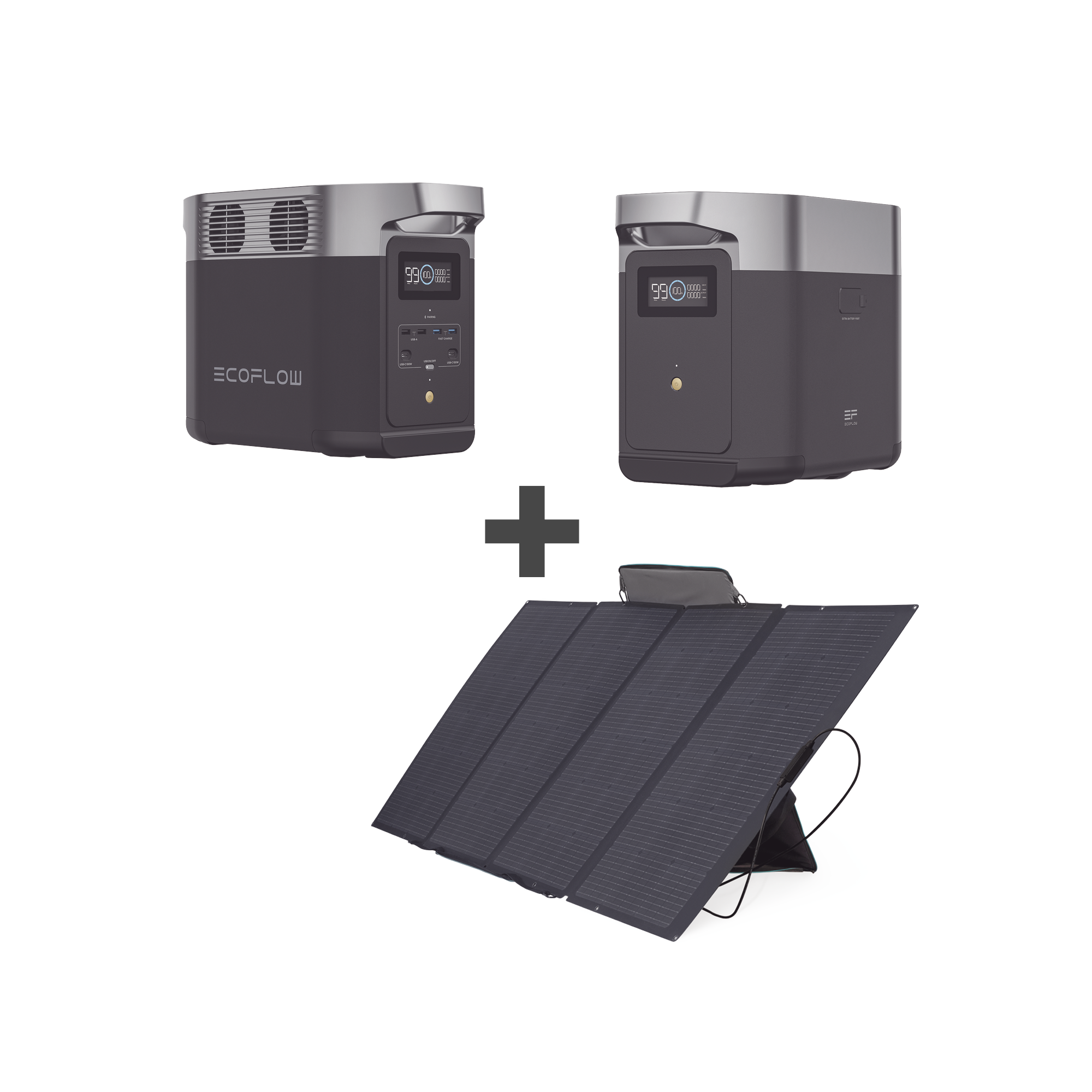 Kit de Estación de Energía Portátil 1024Wh + Batería Externa 1024Wh + Panel Solar Flexible 400W (2024Wh Totales)