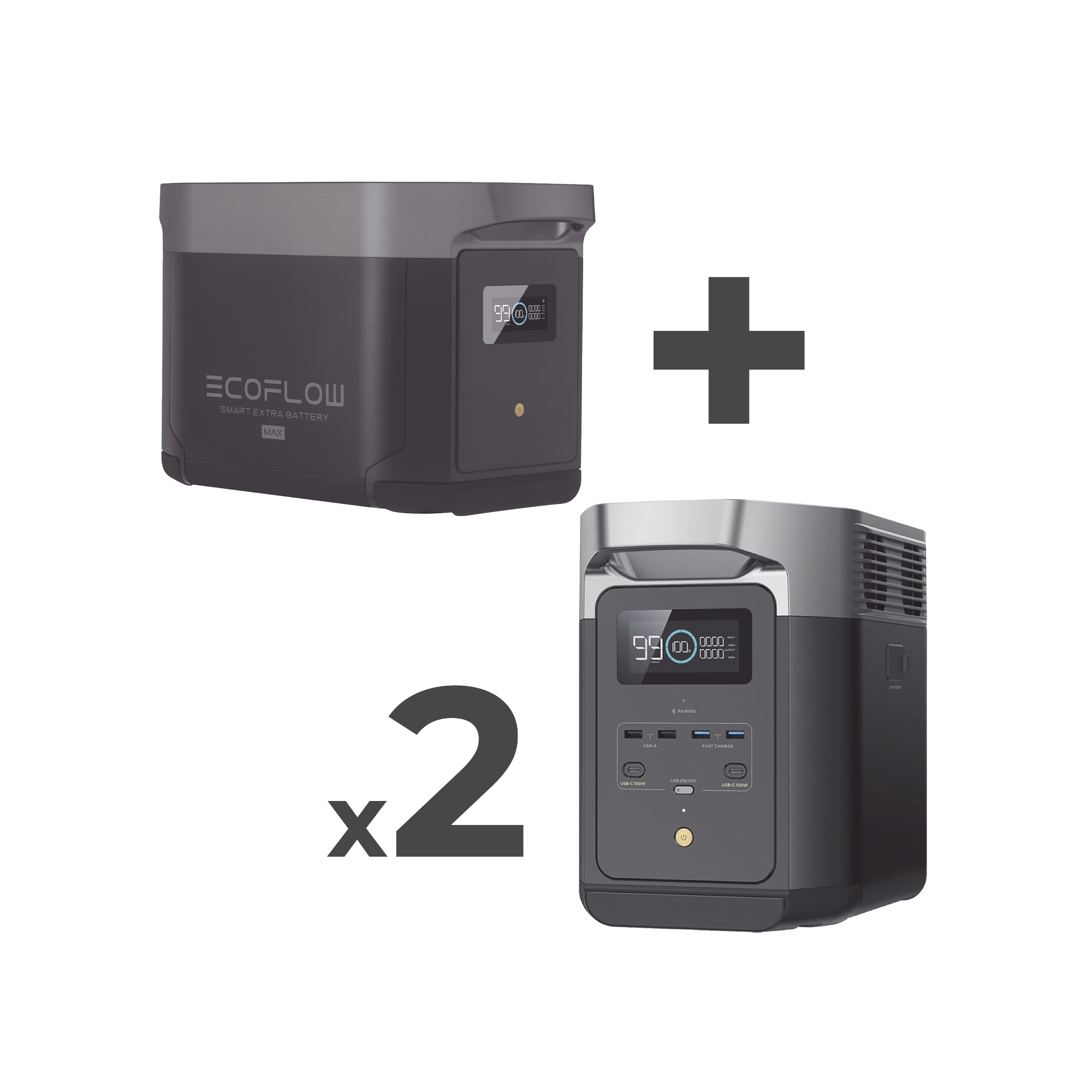 Kit de Estación de Energía Portátil 2048Wh + 2 Baterías Externas 2048Wh (6144Wh Totales)