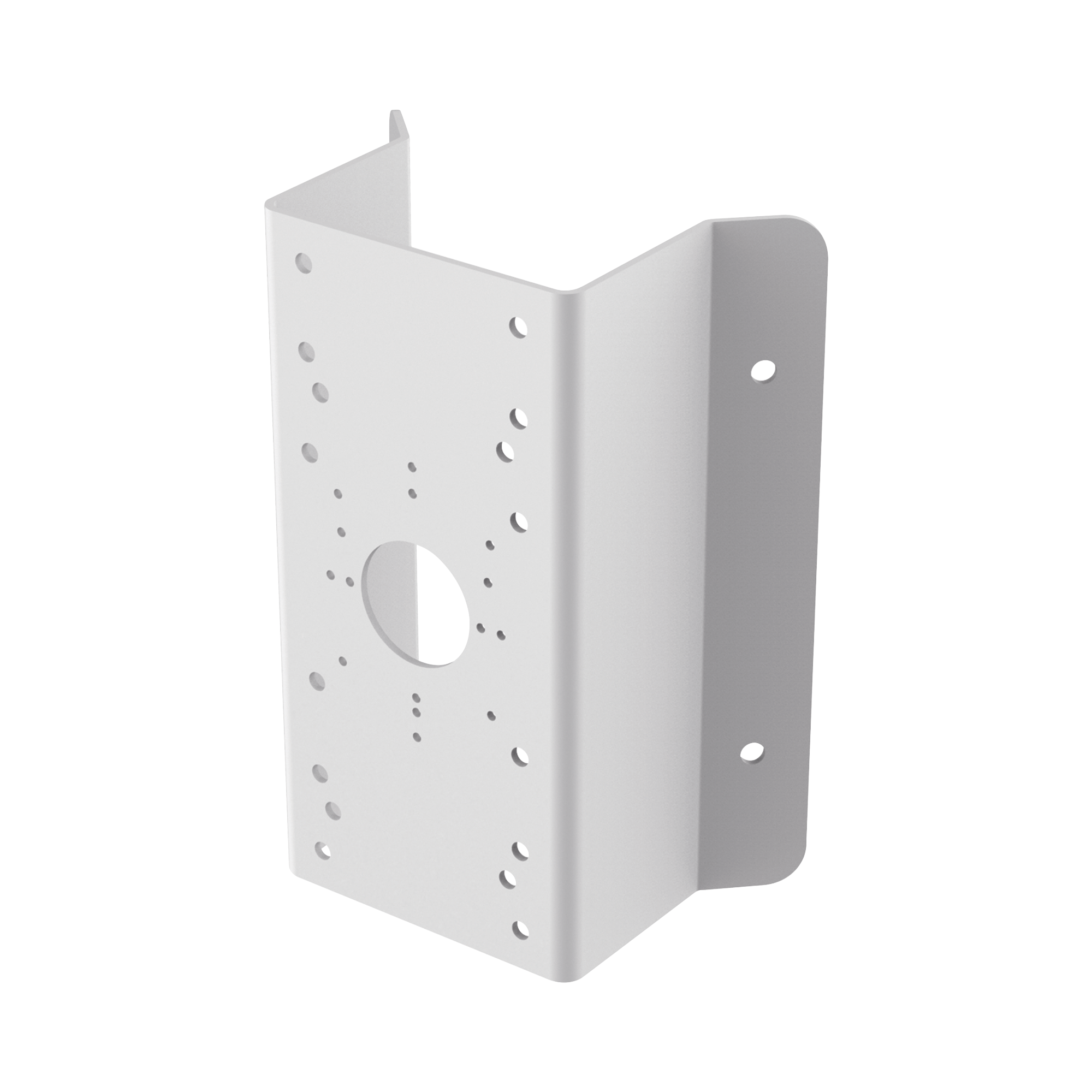 Montaje de Esquina para PTZ TURBOHD o IP / Uso en Exterior / Material de Acero de Carbono / Color Blanco