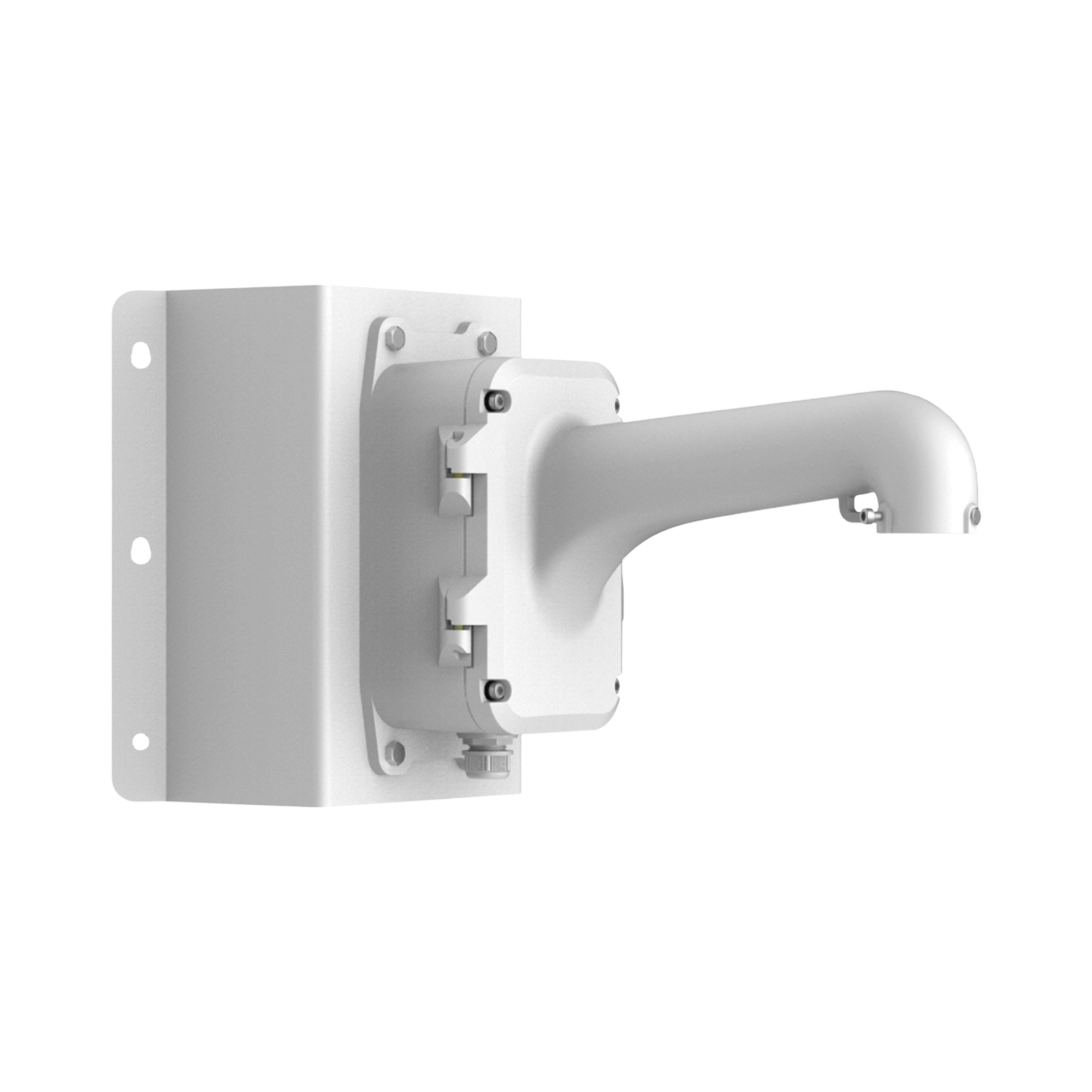 Montaje de Esquina con Caja de Conexión para Domos PTZ epcom y HIKVISION / Fabricado con Aleación de Aluminio y Acero