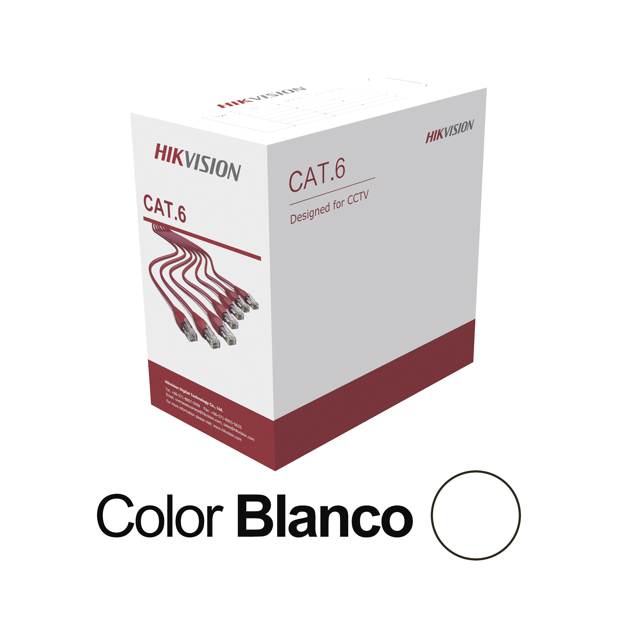 Bobina de Cable UTP 305 Mts / Cat 6 (24 AWG) / Color Blanco / PVC (CM) / Uso en Interior / CCA (Cobre con Aluminio) / Aplicaciones de CCTV y Redes de Datos