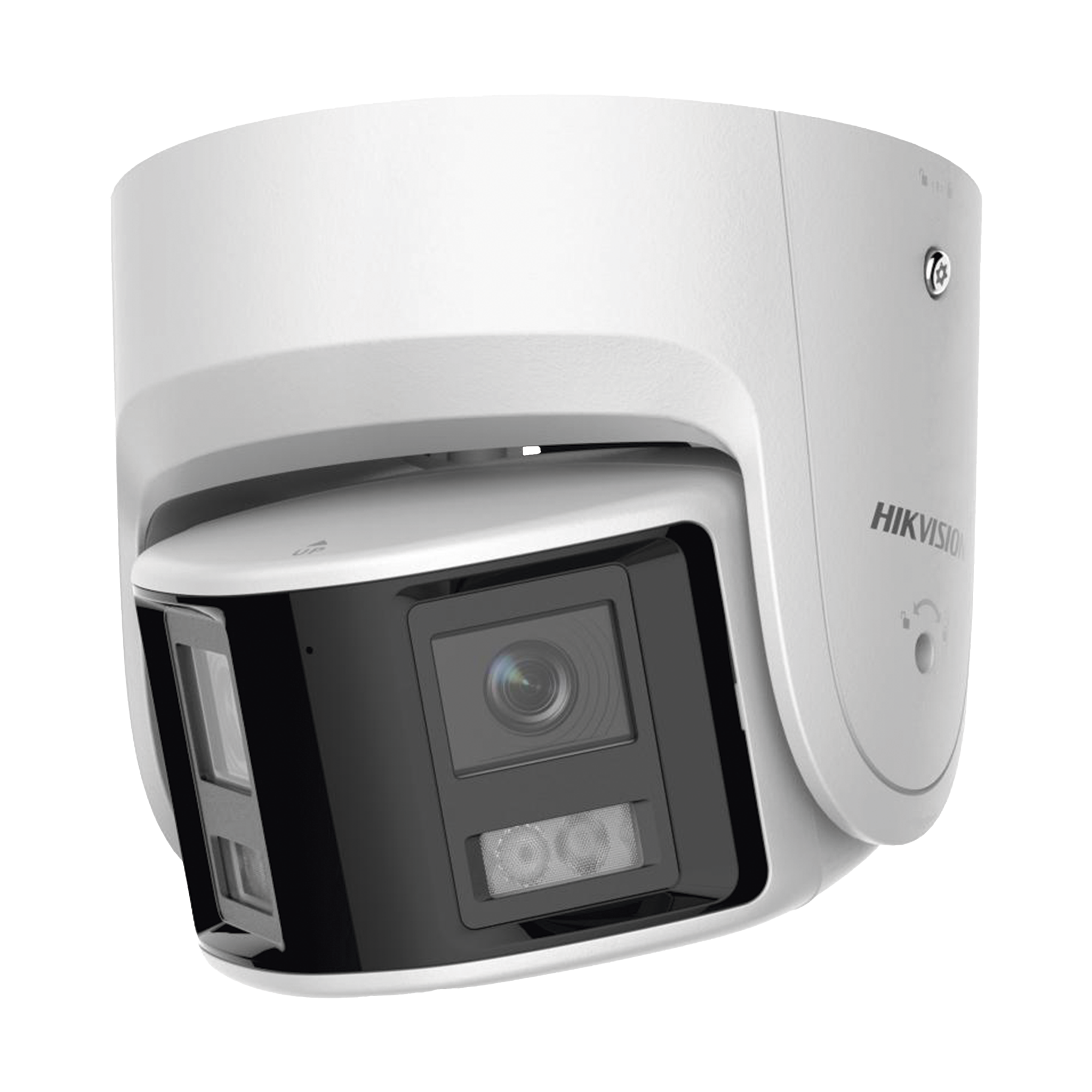[FlexVu] [PROTECCIÓN ACTIVA] Turret IP 4 Megapixel / 2 Lentes de 2.8 mm (Imagen Panorámica 180°) / 30 mts IR / Exterior IP67 / Luz Intermitente y Alerta de Audio / Audio Bidireccional / ACUSENSE / WDR 120 dB / Micro SD