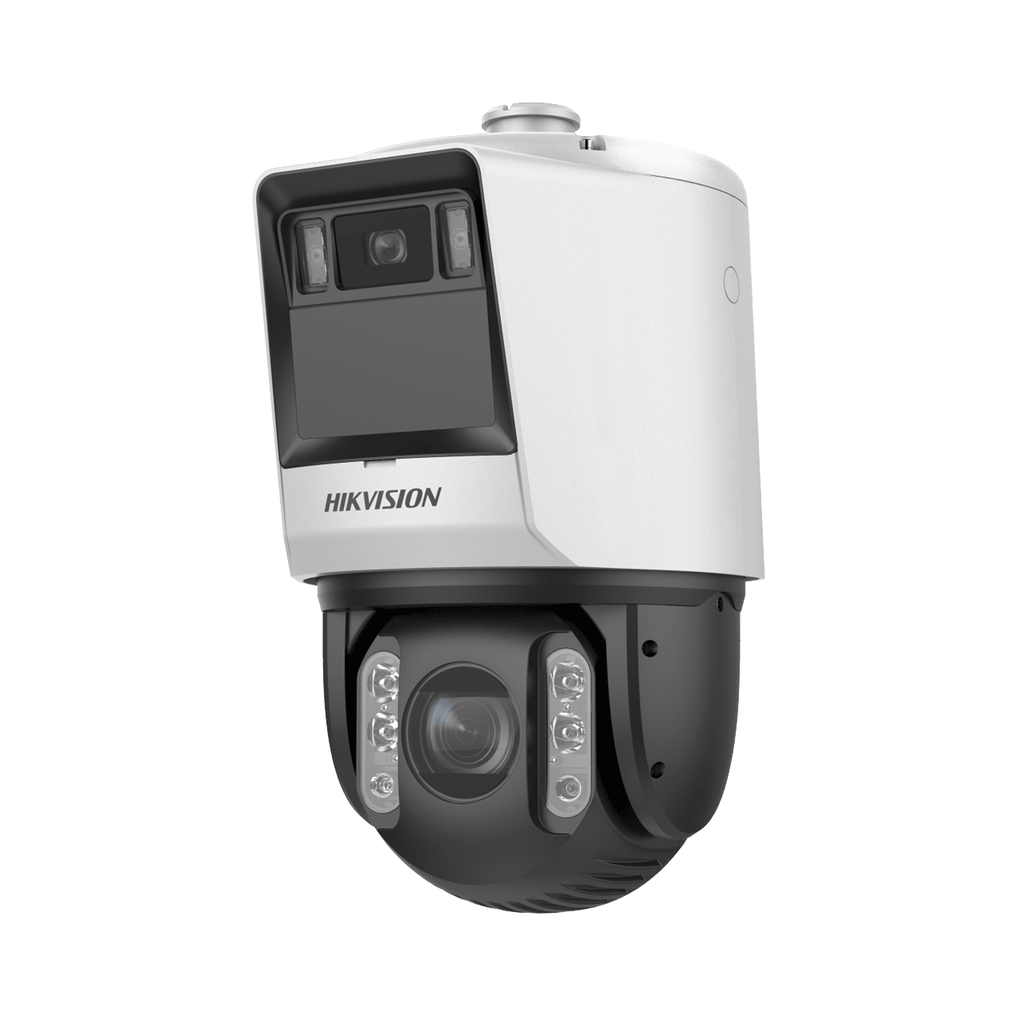 [TandemVu] PTZ IP 4 Megapixel con Cámara Panoramica 6 Megapixel / 32X Zoom / 200 mts IR / 30 mts Luz Blanca / ACUSENSE / IP66 / Alerta Audible y Luz Estroboscopica / Autoseguimiento / Hi-PoE / Alarmas I/O / Ultra Baja Iluminación / Micro SD