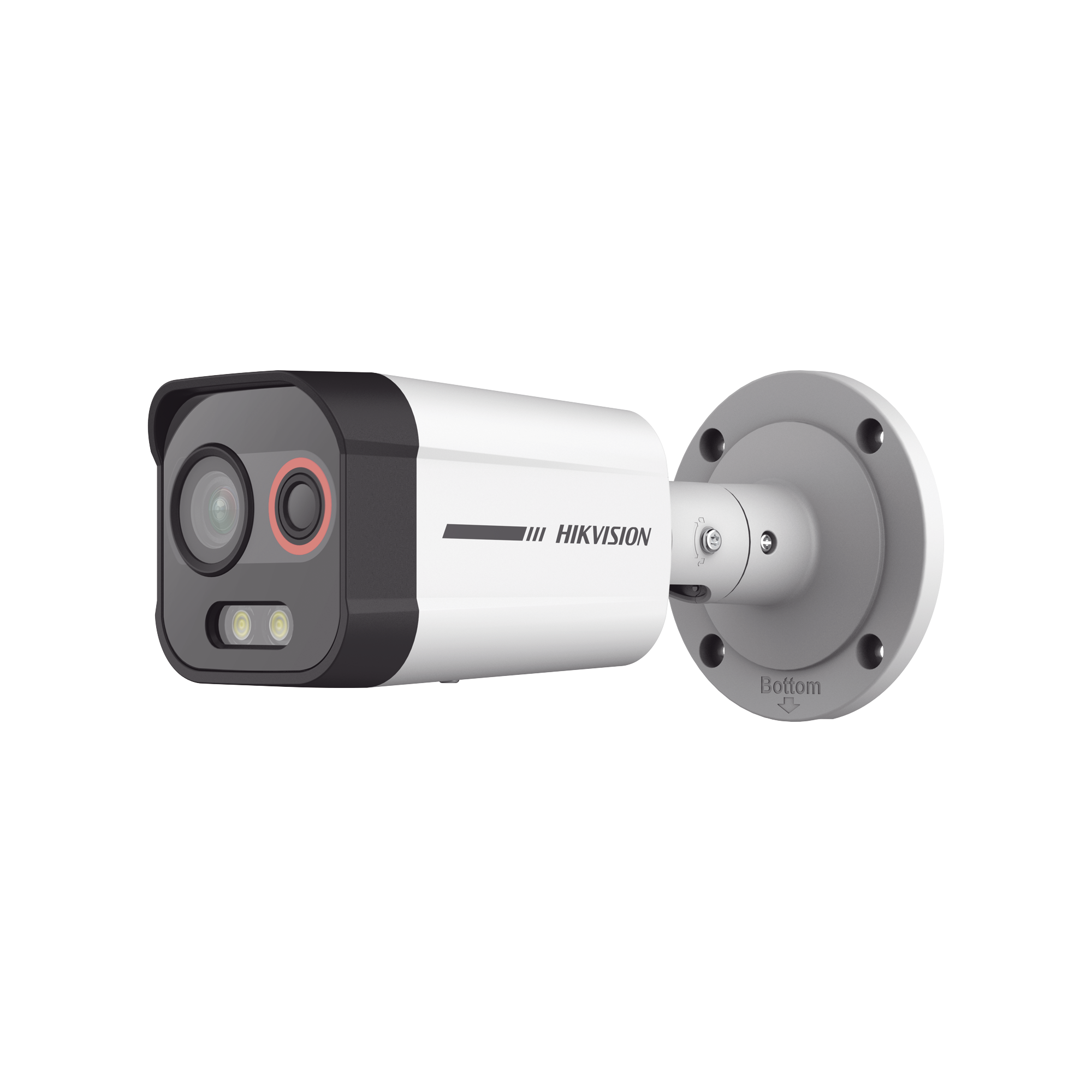 Bala IP Dual / Térmica 1.3 mm (96 x 72) / Óptico 4 mm (4 Megapixel) / Detección de Excepciones de Temperatura 30 mts /30 mts Luz Blanca / Exterior IP67 / PoE / Sirena y Luz Intermitente Integrada / Micro SD / ColorVu y ACUSENSE