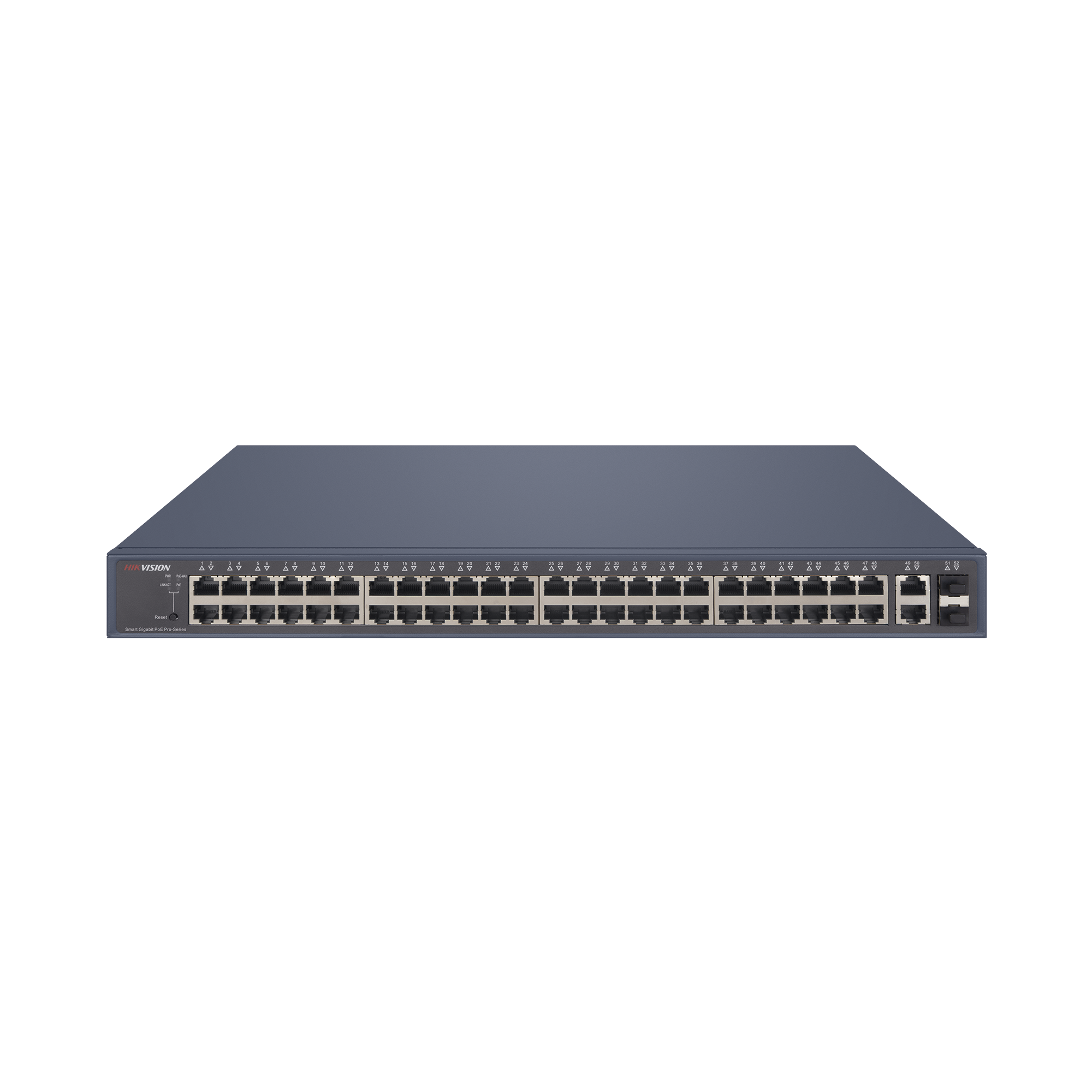 Switch PoE+ / Administrable / 48 Puertos 1000 Mbps PoE+ / 2 Puertos 1000 Mbps Uplink / 2 Puertos SFP / 470 Watts