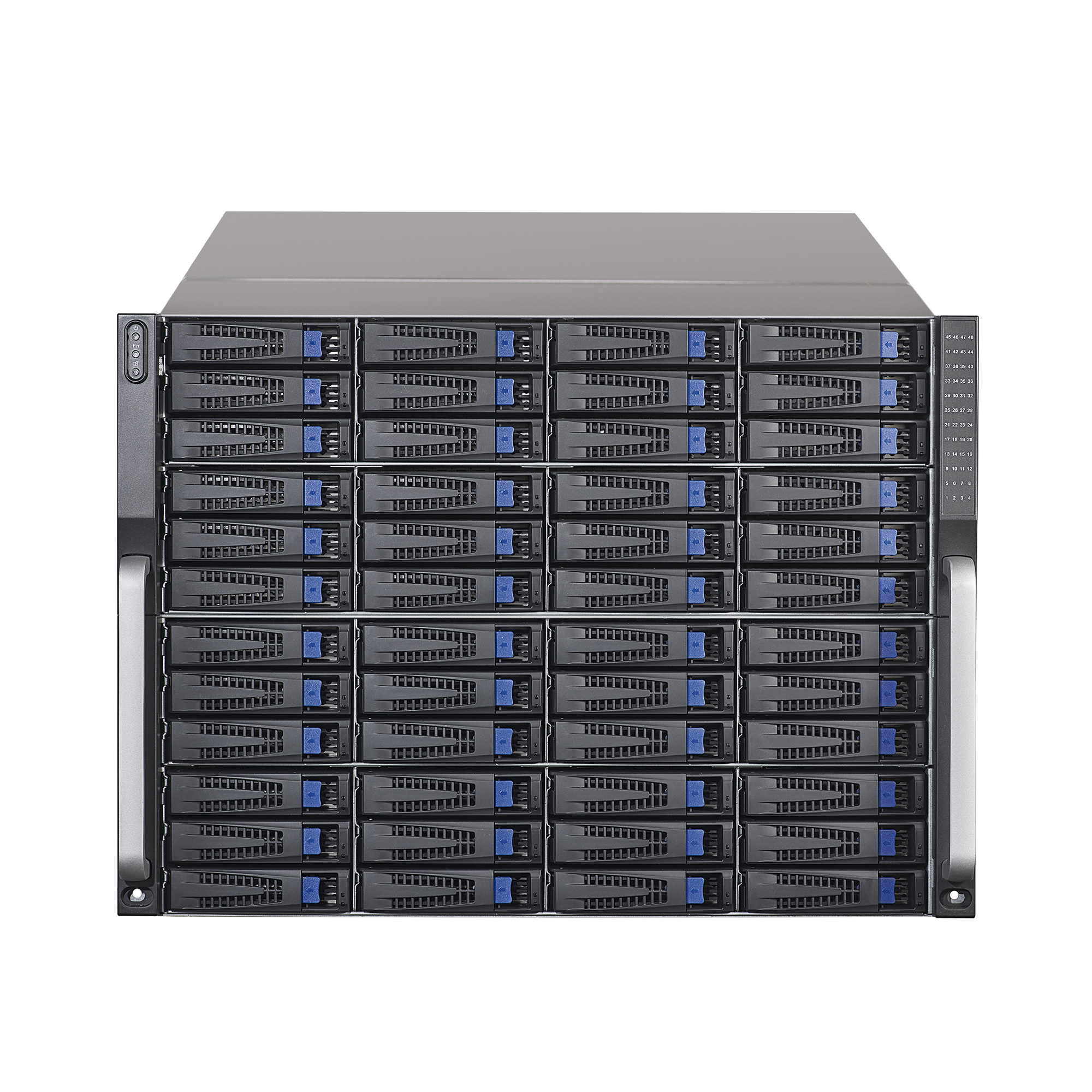 Servidor de Almacenamiento Cluster / 48 Bahías de Disco Duro / Controlador Simple / Graba 600 Canales IP / Fuente Redundante