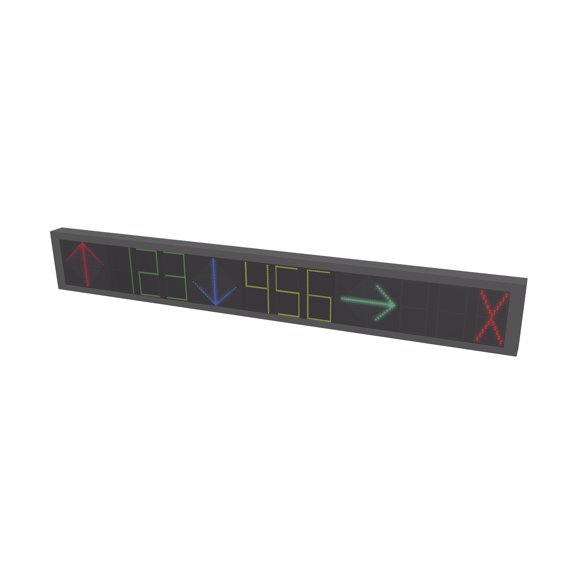 Guía de Estacionamiento Interior / Ideal para Pasillos y Áreas de Control de Estacionamientos / RS485- RJ45 / Indicador Numérico / Flecha Dinámica / 9 Dígitos / 2 Direcciones