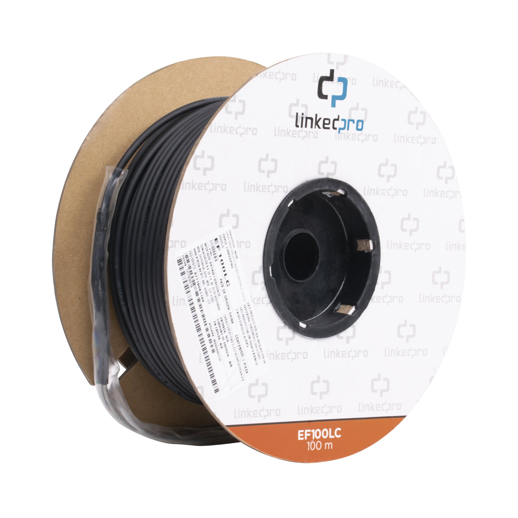 Carrete de Fibra Óptica Monomodo con Conectores LC-LC Duplex, Reforzada con Kevlar, de 100 metros, Para instalaciones subterráneas por tubería