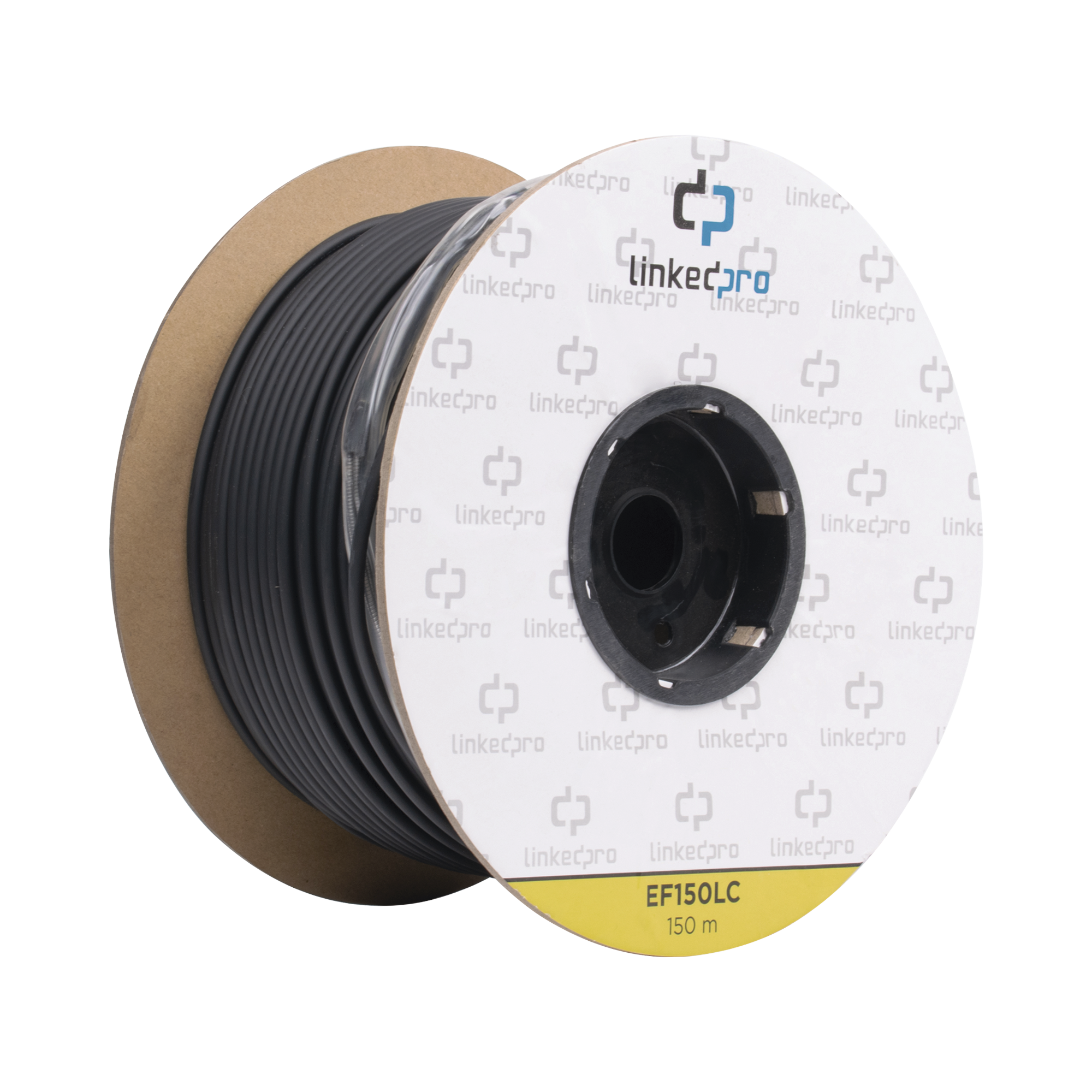 Carrete de Fibra Óptica Monomodo con conectores LC-LC Duplex, Reforzada con Kevlar, de 150 metros, Para instalaciones subterráneas por tubería