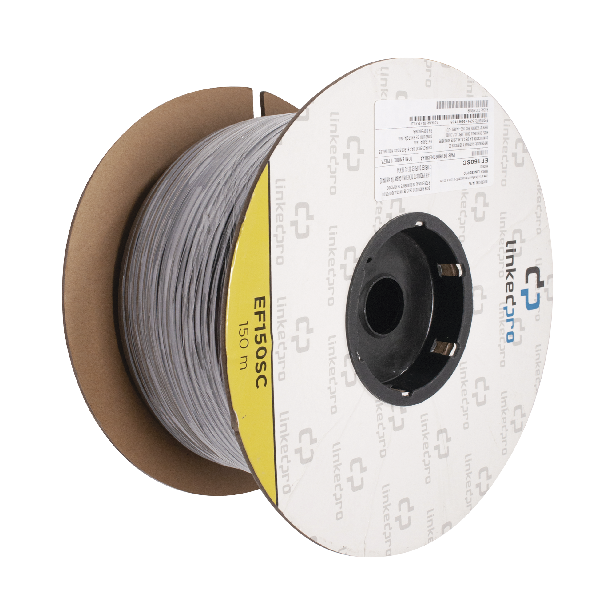 Carrete de Fibra Óptica Monomodo con conectores SC-SC Duplex, Reforzada con Kevlar, de 150 metros, Para instalaciones subterráneas por tubería