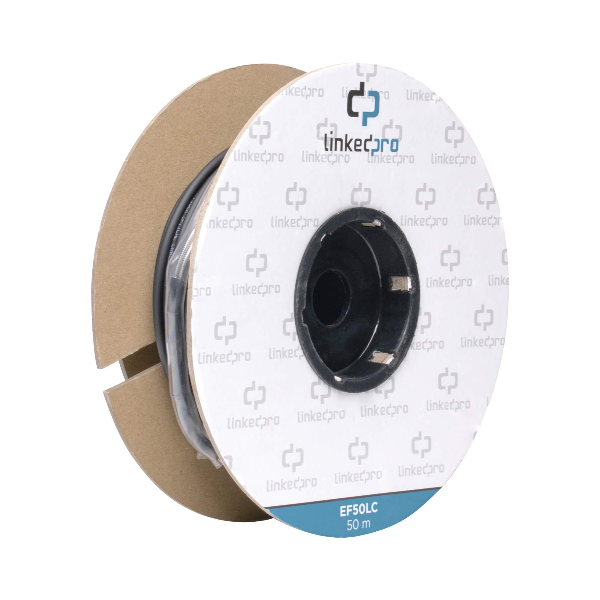 Carrete de Fibra Óptica Monomodo con Conectores LC-LC Duplex, Reforzada con Kevlar, de 50 metros, Para instalaciones subterráneas por tubería