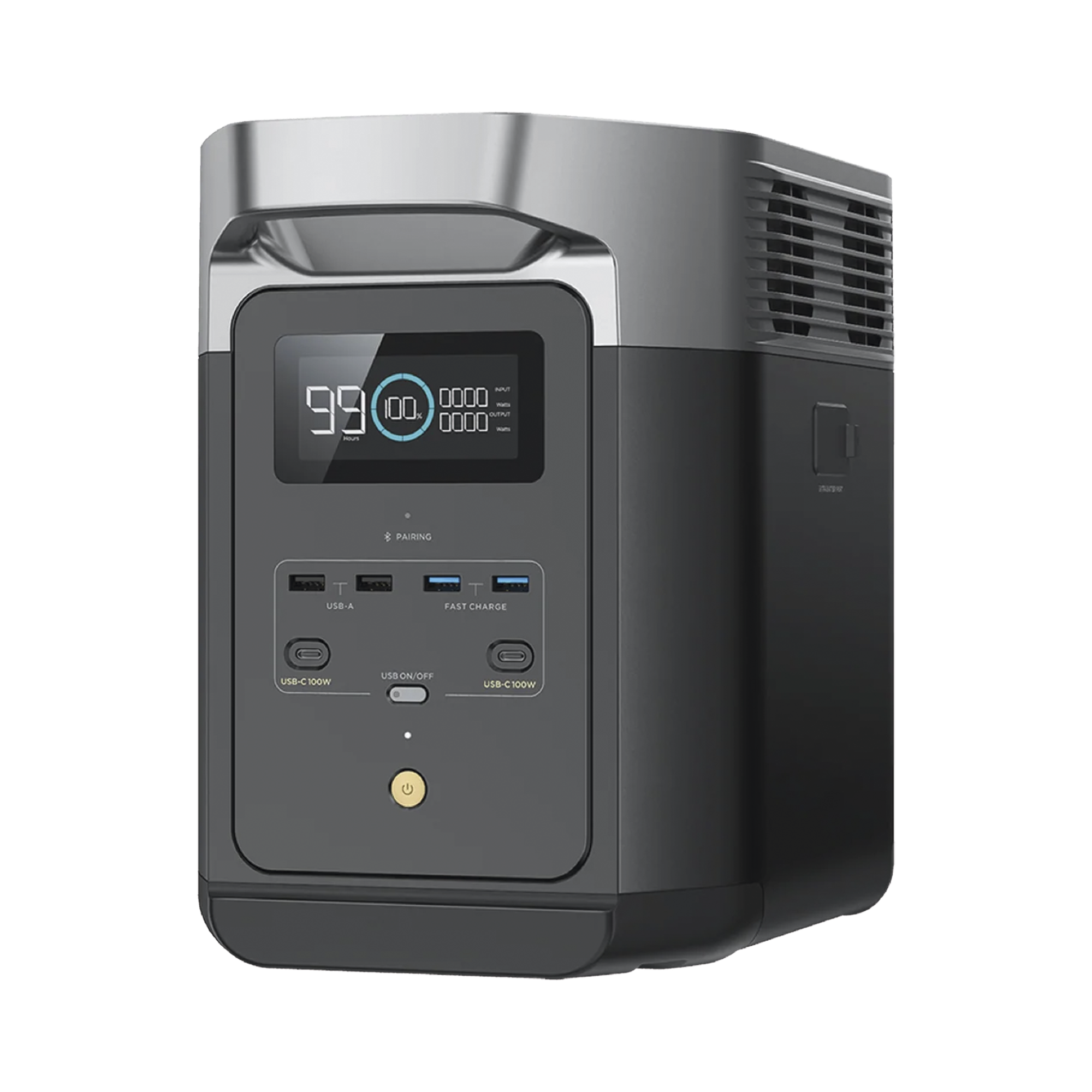 EcoFlow DELTA 2 MAX | Estación de Energía Portátil 2048Wh Litio LFP / 6 AC 2400 W (Max. 3400W) / 2 USB-C 100W / Capacidad para Aumentar Respaldo / Cargador de Coche 10A a 12.6V / Conectividad WiFi y Bluetooth (App) / Carga Solar 1000W