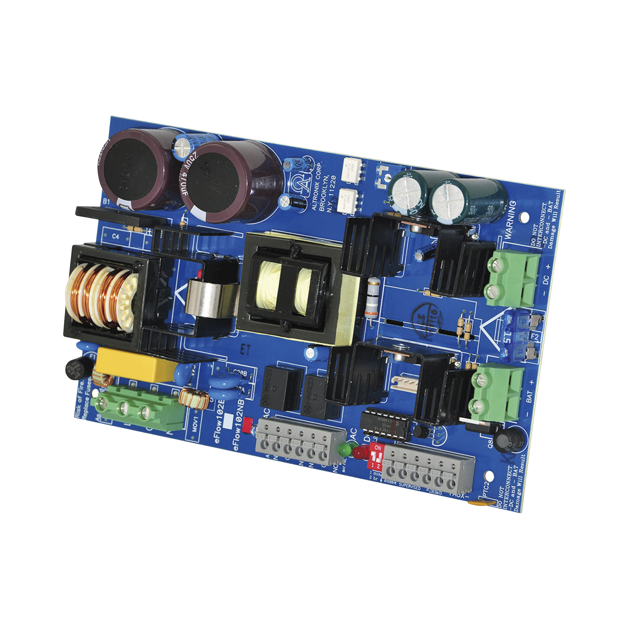 Cargador de fuente de alimentación, salida única, 12 V CC a 10 A, salida auxiliar, FAI, listo para LinQ2, 115 V CA, placa