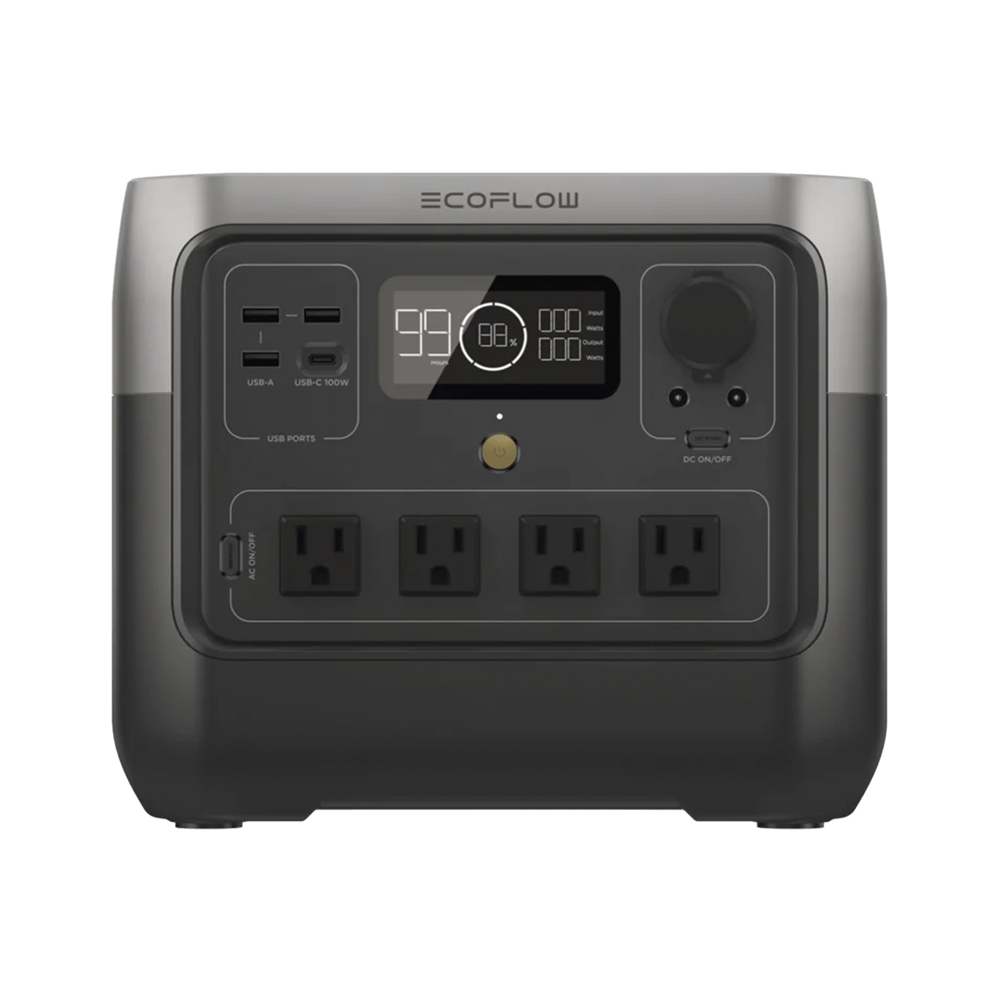 EcoFlow River 2 Pro | Estación de Energía Portátil 768Wh Litio LFP / 4 AC 800W (Max. 1600W) / 1 USB-C 100W / 3 USB -A 12W / Cargador de Coche 10A, 126W Max. / Conectividad WiFi y Bluetooth (App) / Carga Solar 220W Max.