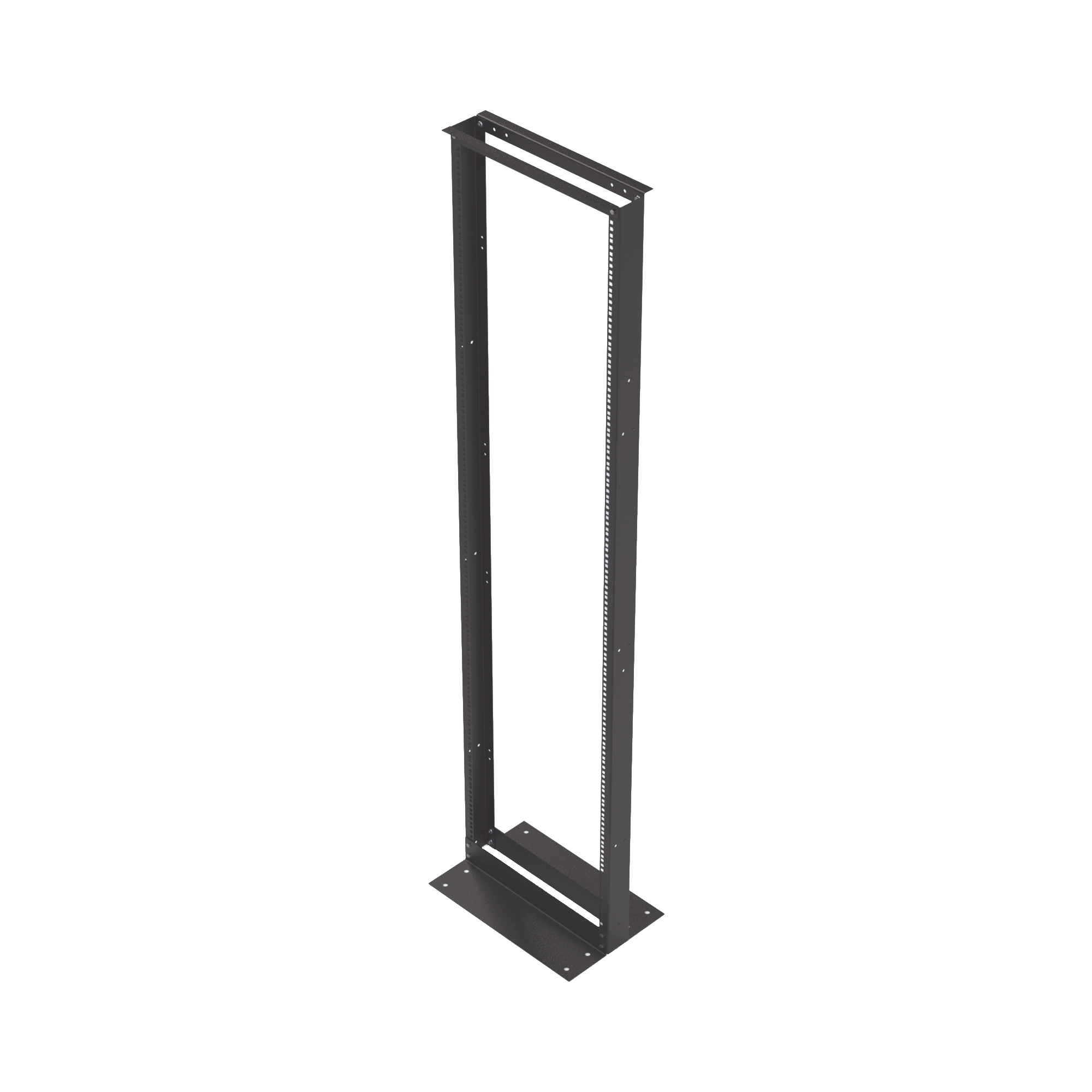 Rack de 2 Postes, Estándar 19", 45 Unidades, Fabricado en Acero, Base "L" para Anclar a Piso.