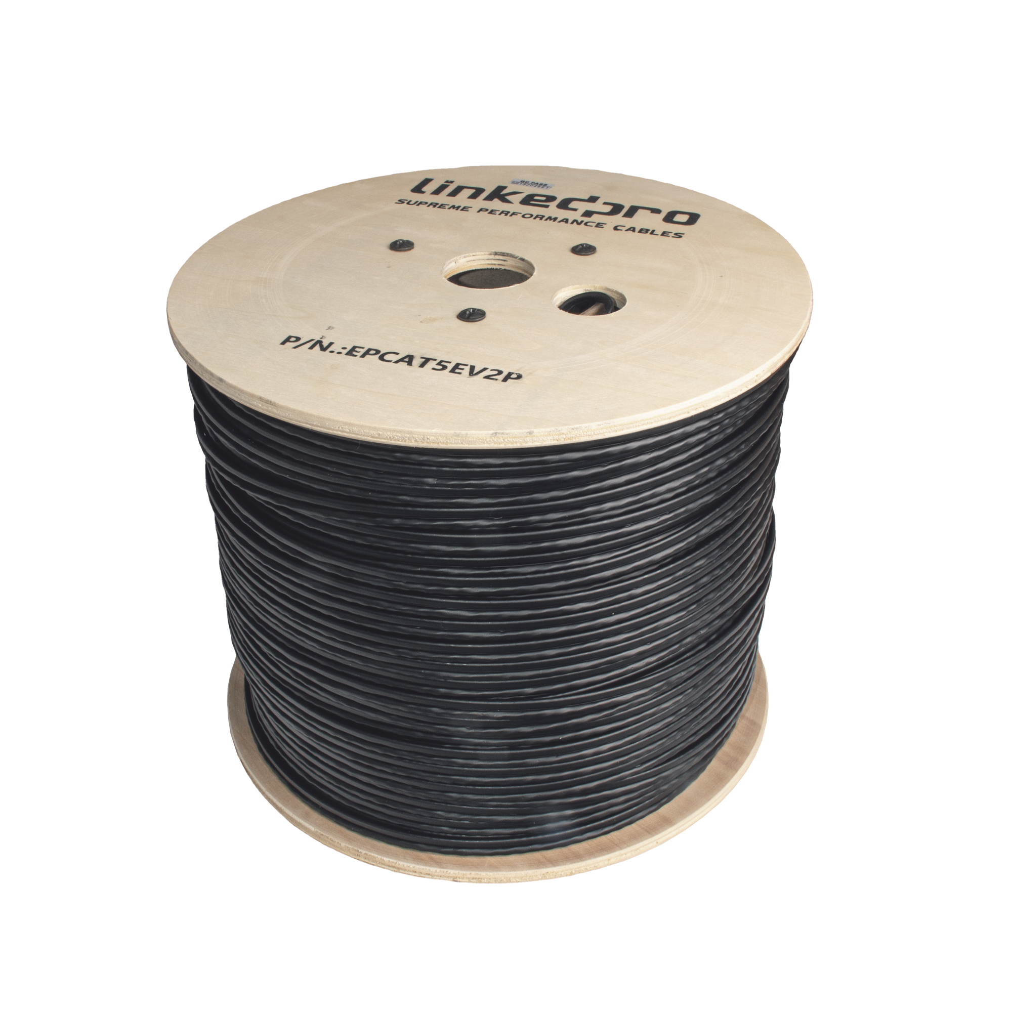 Bobina de Cable Siamés Cat5E CCA + 2 Cables Gruesos (16 AWG) para Alimentar Cámaras Más Lejos / 305m / Instalación en Exterior / Uso Industrial para Climas Extremos