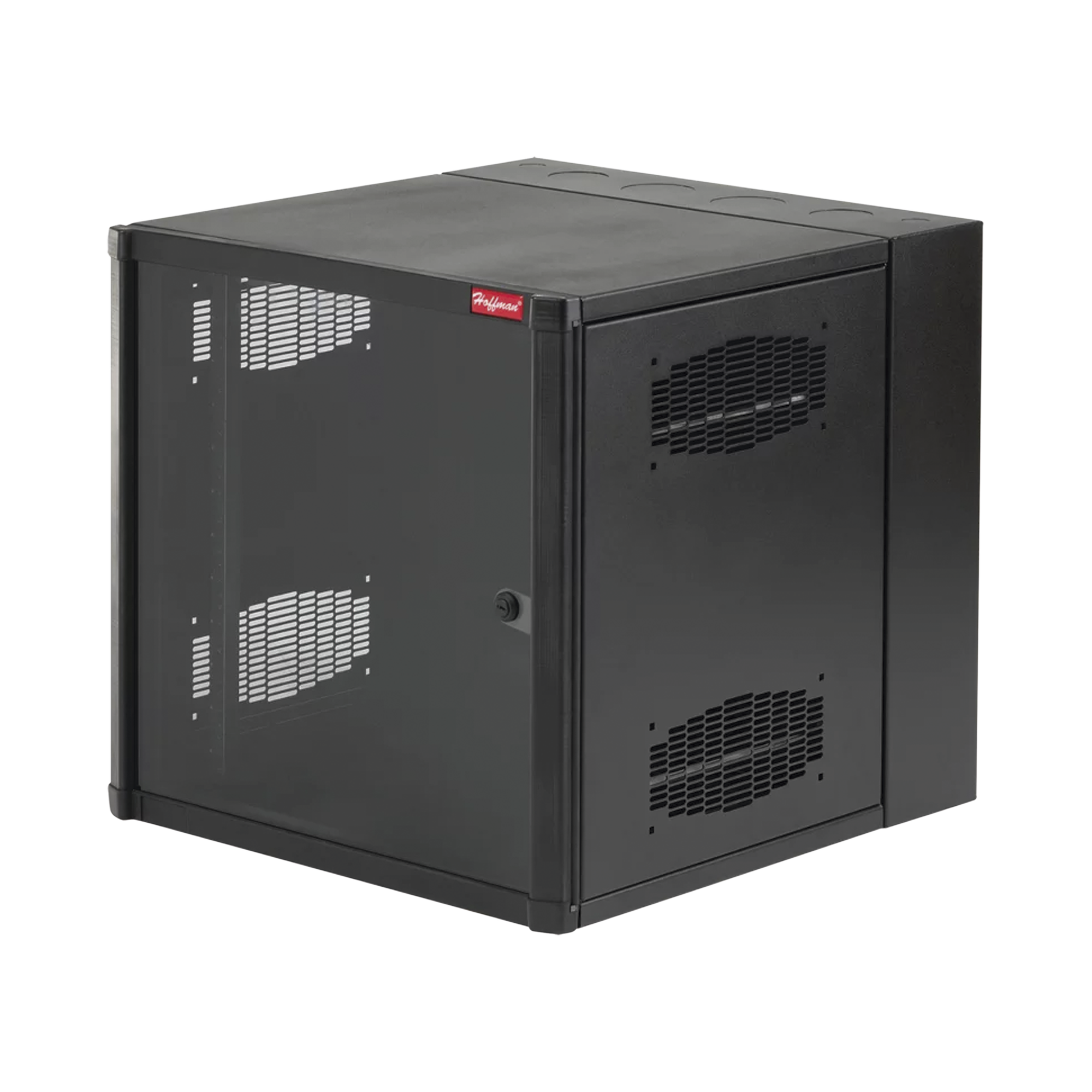 Gabinete AccessPlus de Montaje en Pared de 19in, Rieles Numerados y Roscados #10-32, Puerta con Ventana de Seguridad, 600 mm de Ancho, 637 mm de Profundidad, 19 UR, Color Negro